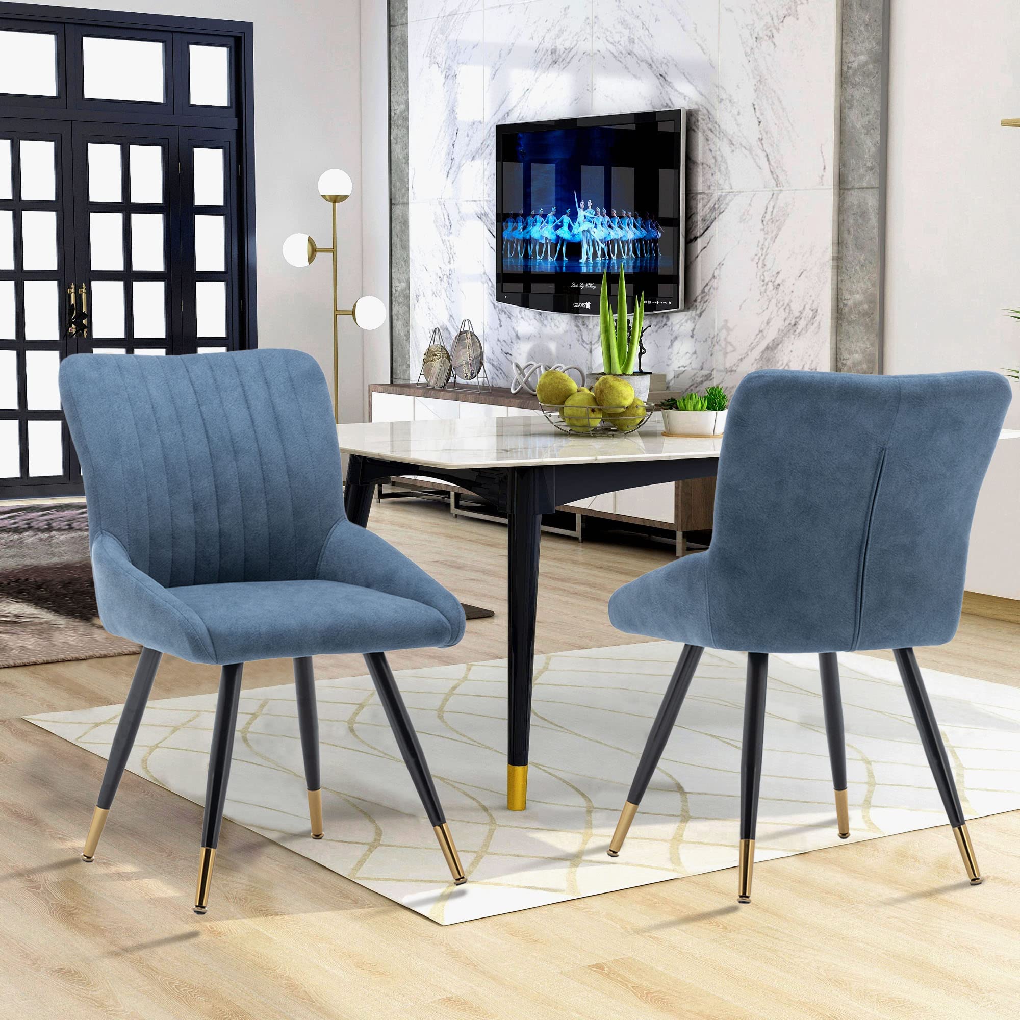 ANNJOE Modern Dining Chairs Set of 2 - Upholstered Accent Side Chairs with Sturdy Metal Legs for Home, Kitchen, Office, Bistro & Cafe | Perfect for Dining Rooms, Breakfast Nooks, Small Spaces & Coffee Shops