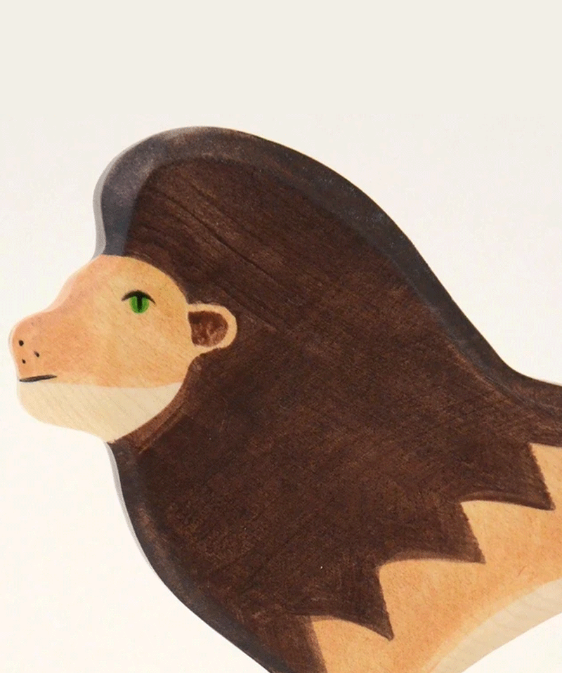 Holztiger Lion Handcrafted Wooden Animal Figure - Perfect for Waldorf Play, Montessori Toys, and Kids Room Decor