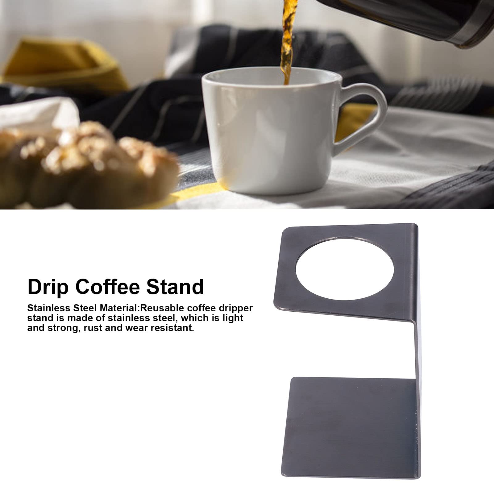Premium Drip Coffee Stand - Pour Over Coffee Maker & Dripper Holder for Coffee Connoisseurs - Barista-Grade Coffee Accessories for Home, Office & Cafe Use (Black)