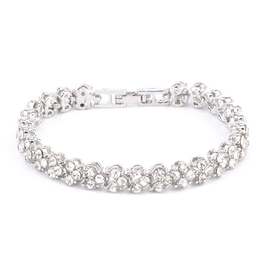 ZANFUN Roman Style Crystal Diamond Bangle Bracelet for Women - Elegant Vintage Jewelry Gift for Anniversary, Wedding & Special Occasions
