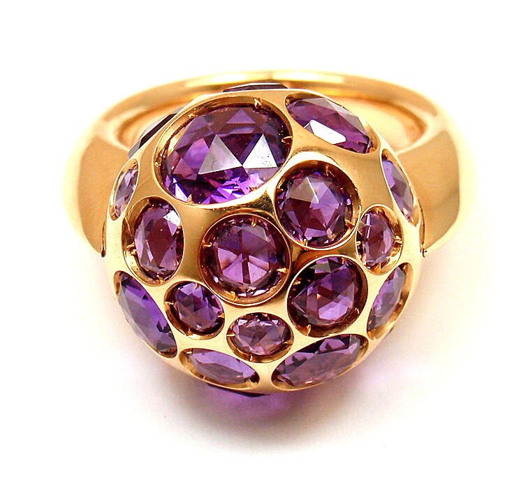 Authentic Pomellato Harem 18K Yellow Gold Amethyst Ring Size 4.5 with Original Tag - Luxury Jewelry for Women, Perfect Gift for Anniversary, Birthday & Special Occasions