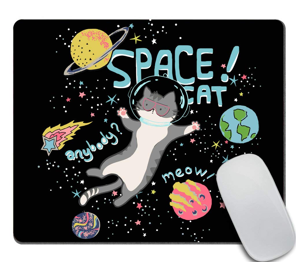 Custom Gaming Mouse Pad with Cute Space Cat Design - Non-Slip Rubber Base for PC & Laptop - Perfect for Gaming, Office Work & Home Use