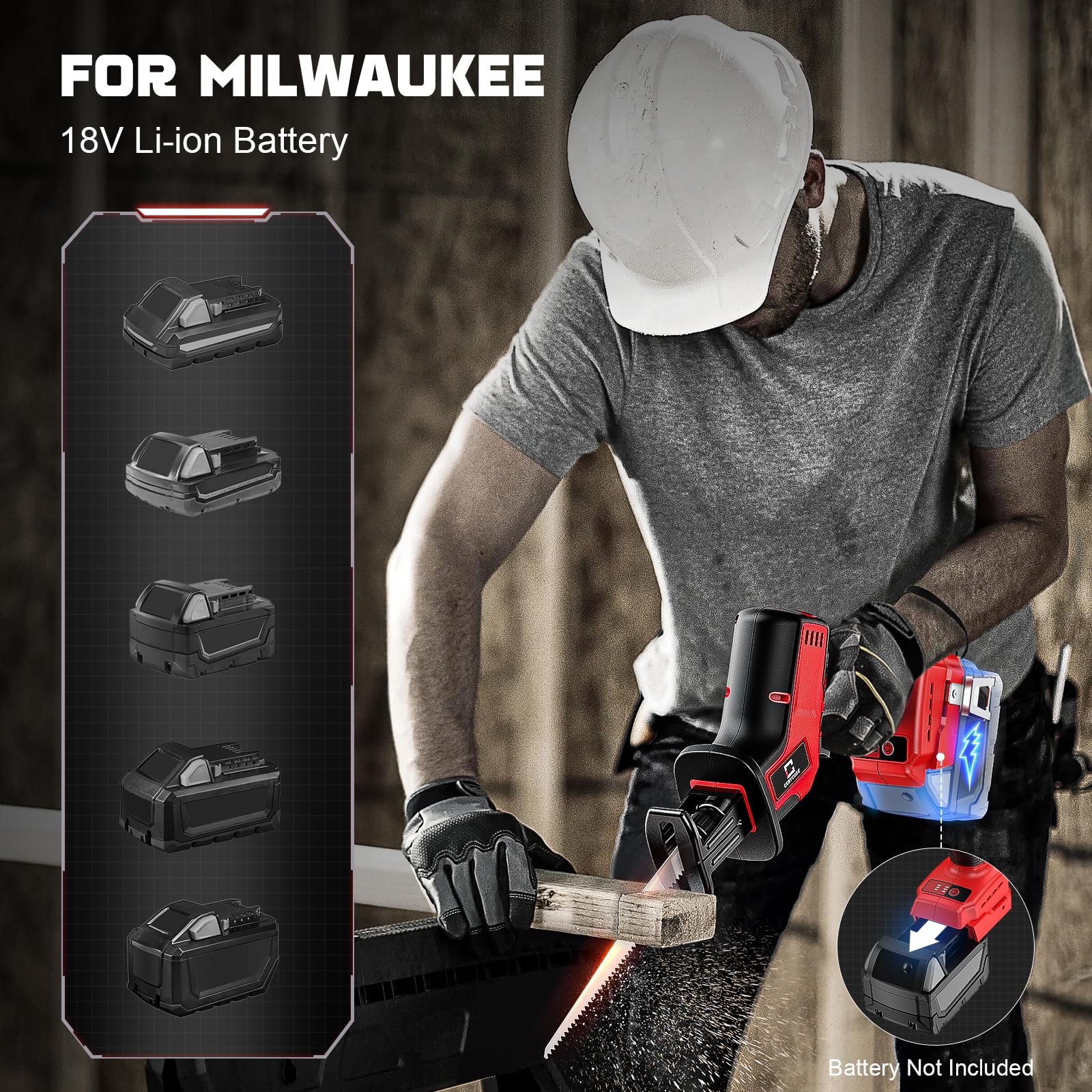 Milwaukee 18V Cordless Reciprocating Saw - Brushless Motor, 0-3000 SPM Variable Speed, Tool-Free Blade Change, Includes 4 Blades for Wood/Metal/PVC Cutting (Battery Not Included) - Perfect for Construction, Demolition, and DIY Home Improvement Projects
