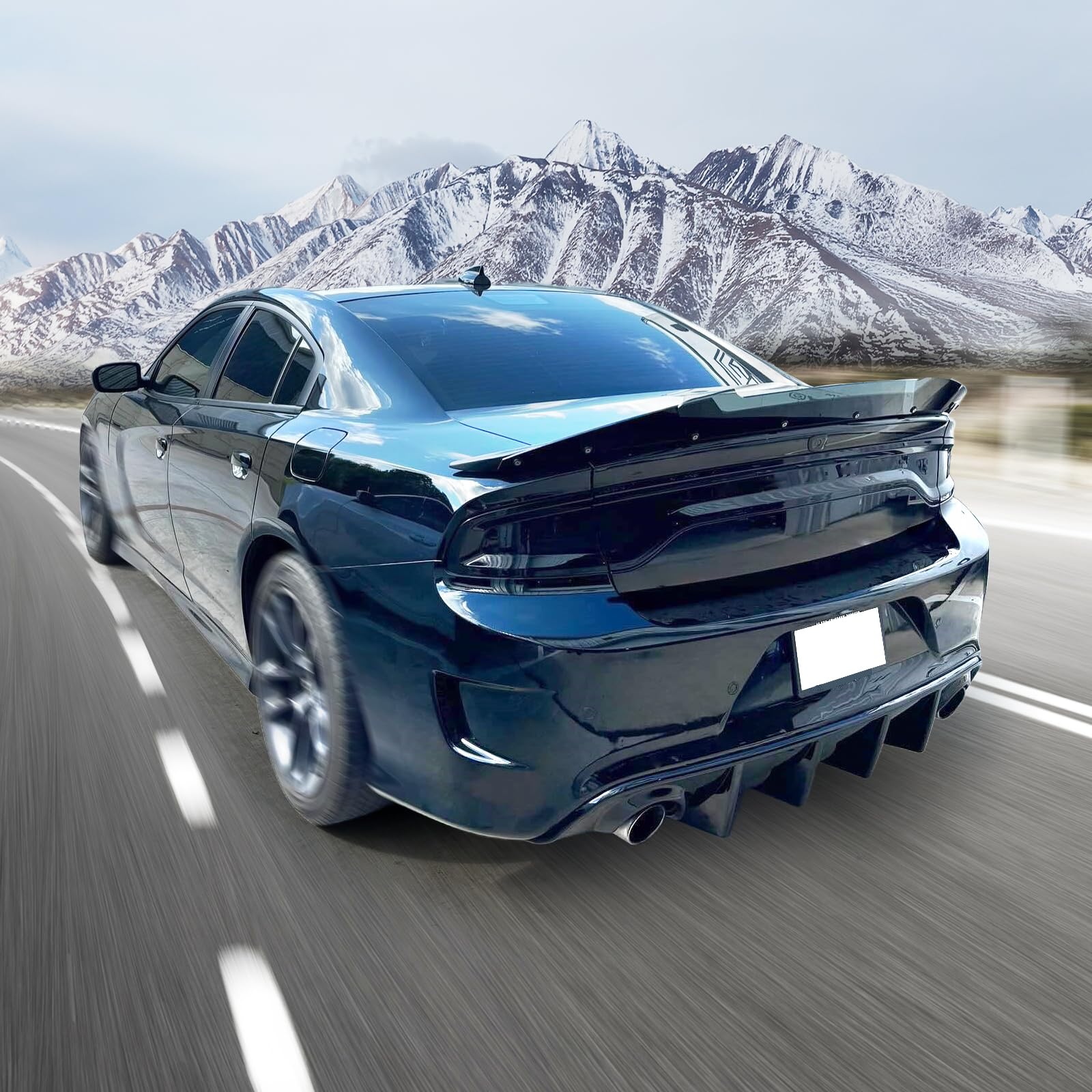 IKON MOTORSPORTS Rear Bumper Lip Diffuser for 2015-2023 Dodge Charger SRT | Glossy Black V3 Style Splitter Spoiler | Aggressive Look & Enhanced Aerodynamics | Perfect for Car Enthusiasts & Street Racing