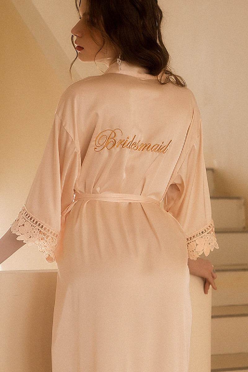 Personalized Bridesmaid Robes - Sexy Lace Trim Satin Robes for Wedding Party, Bachelorette & Bridal Shower - Soft & Elegant Bridesmaid Gifts (878048482459) - Perfect for Getting Ready Photos, Spa Days & Luxury Loungewear