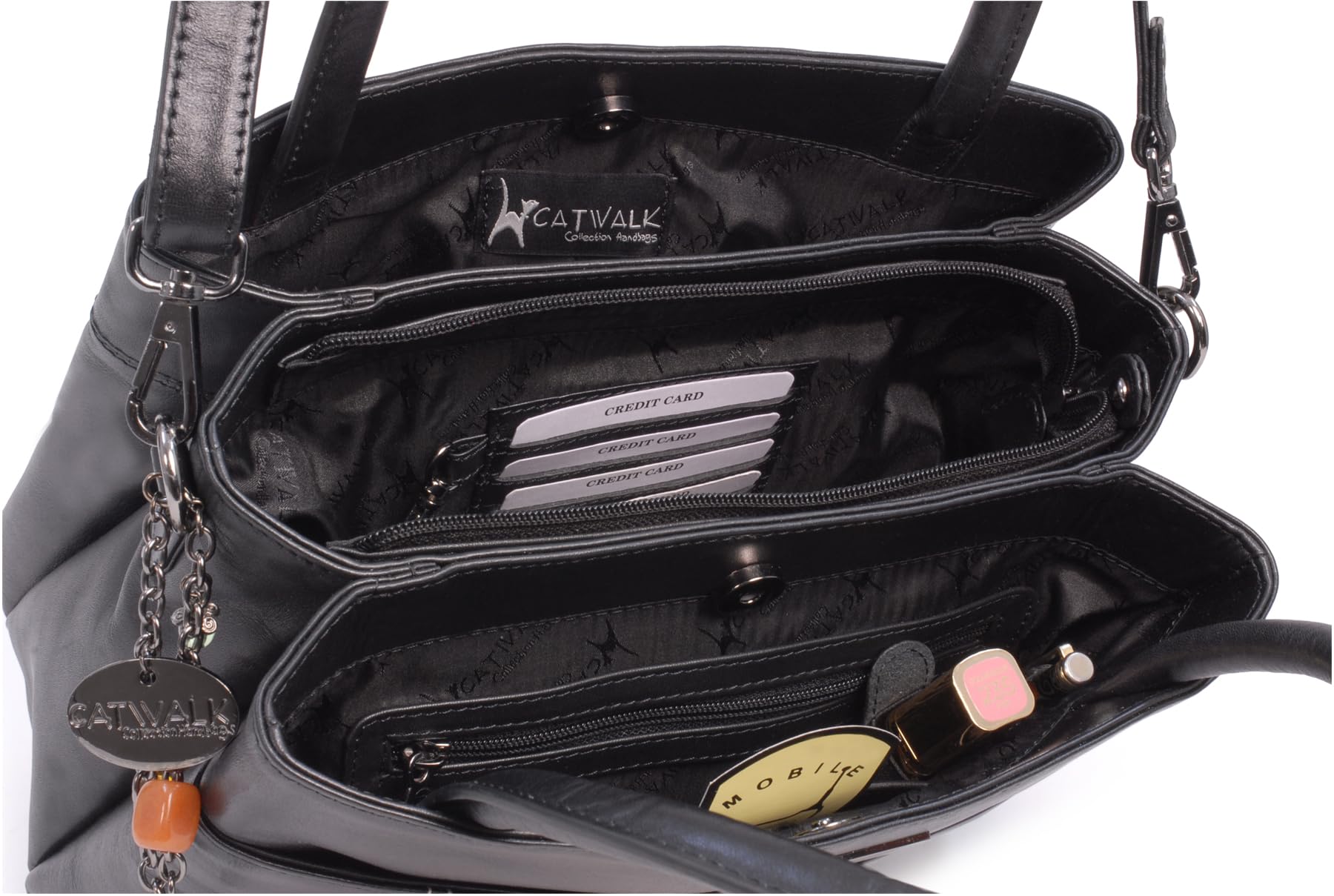 Catwalk Collection Women's Leather Shoulder Bag - Medium Tote with Adjustable Crossbody Strap in Rosaline - Stylish Purse for Work, Travel & Everyday Use