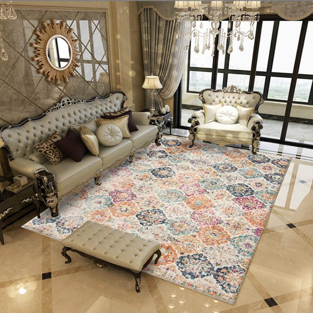 Soft Isfahan Traditional Floral Area Rug - 3.2'x6.5' Non-Slip Fleece Carpet for Living Room, Bedroom, Nursery | Indoor/Outdoor Home Decor Rug with Classic Persian Design | Perfect for Cozy Spaces, Hallway Runners & Home Staging