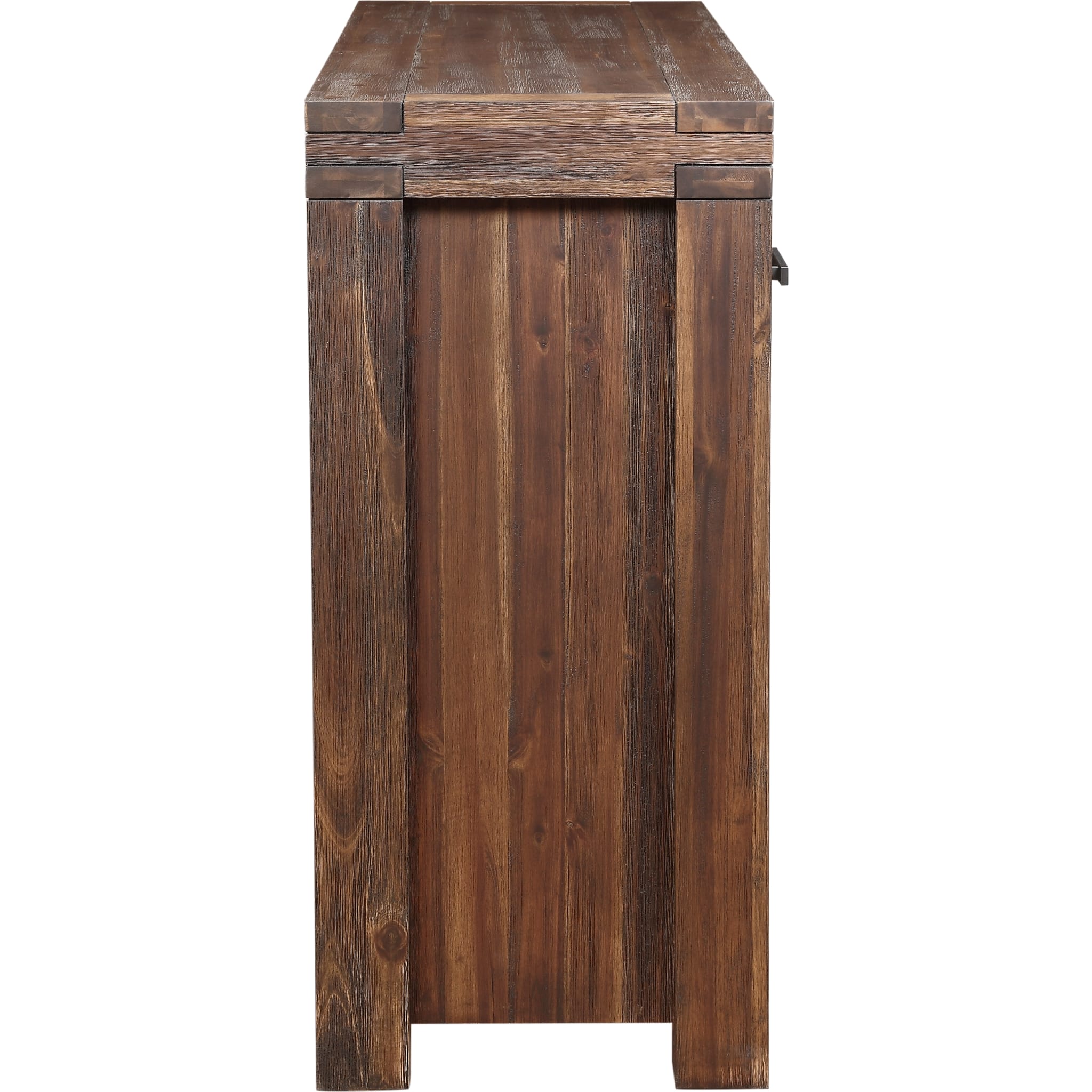 Solid Wood Sideboard with 3 Drawers & 3 Doors - Brick Brown Finish | Rustic Farmhouse Buffet Cabinet for Dining Room & Living Room Storage