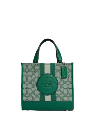 Coach Dempsey Tote 22 - Signature Jacquard Crossbody Bag with Stripe Design & Embroidered Coach Patch | Perfect for Work, Travel & Everyday Use