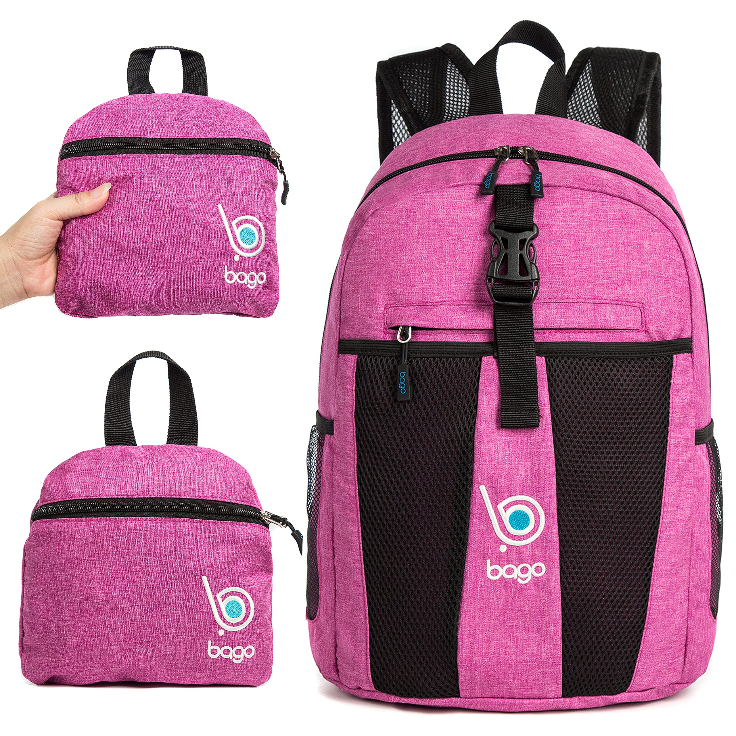 Ultralight 25L Foldable Hiking Backpack for Women & Men - Waterproof Travel Daypack for Camping, Outdoor Sports & Daily Use - Compact Packable Backpack for Hiking, Gym, Work & Weekend Getaways (Snow Pink)