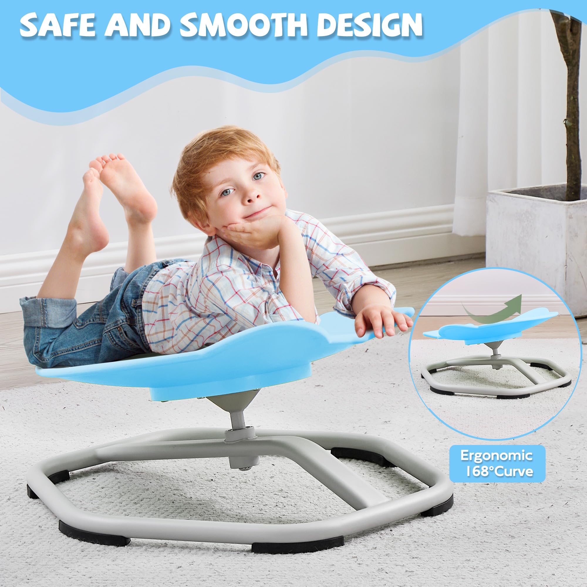 Sensory Spinning Chair for Kids with Autism - Non-Slip Swivel Chair for Body Coordination Training | Sit and Spin Toy for Sensory Development | Perfect for Home, Classroom & Therapy Use (Blue)