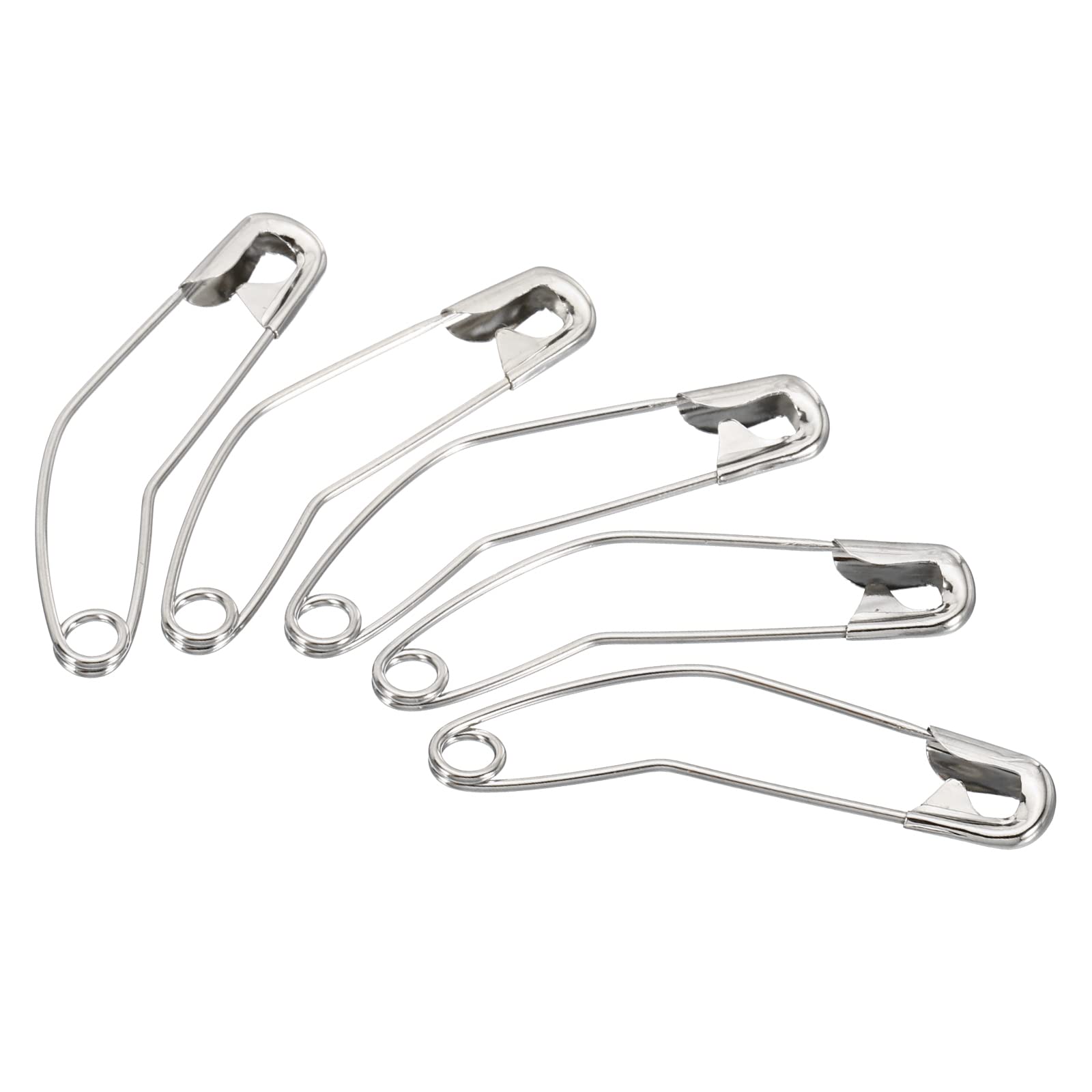 MeccaniXity 1.97 Inch Nickel Plated Curved Safety Pins - 50Pcs Silver Tone Sewing Quilting Pins for Blankets, Skirts, Crafts & Brooch Making | Ideal for DIY Projects, Fabric Basting, and Knitting Accessories