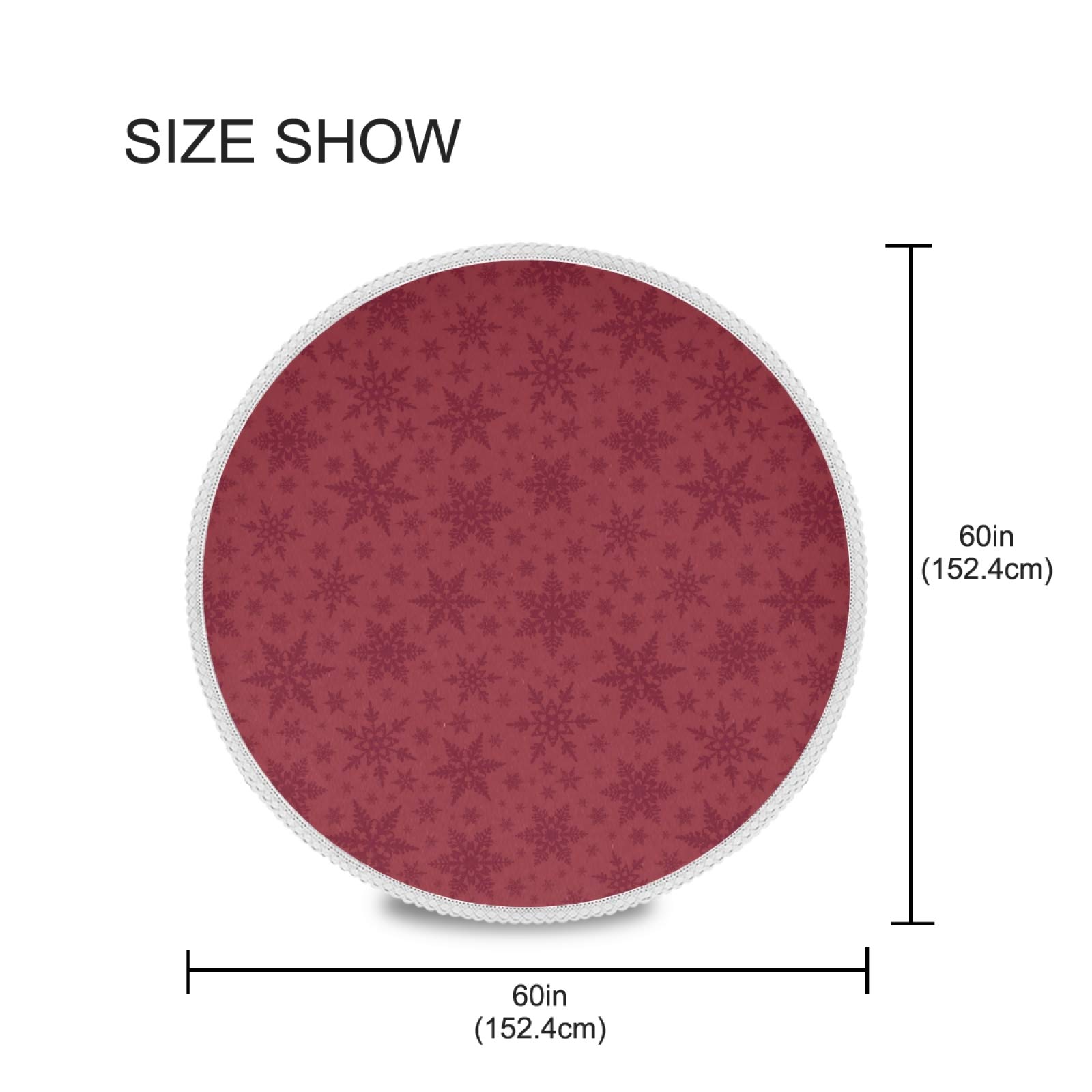 ALAZA 60x60 Inch Christmas Snowflakes Red Elastic Tablecloth - Wrinkle-Resistant Round Table Cover for Dining, Kitchen, Parties & Holiday Decorations