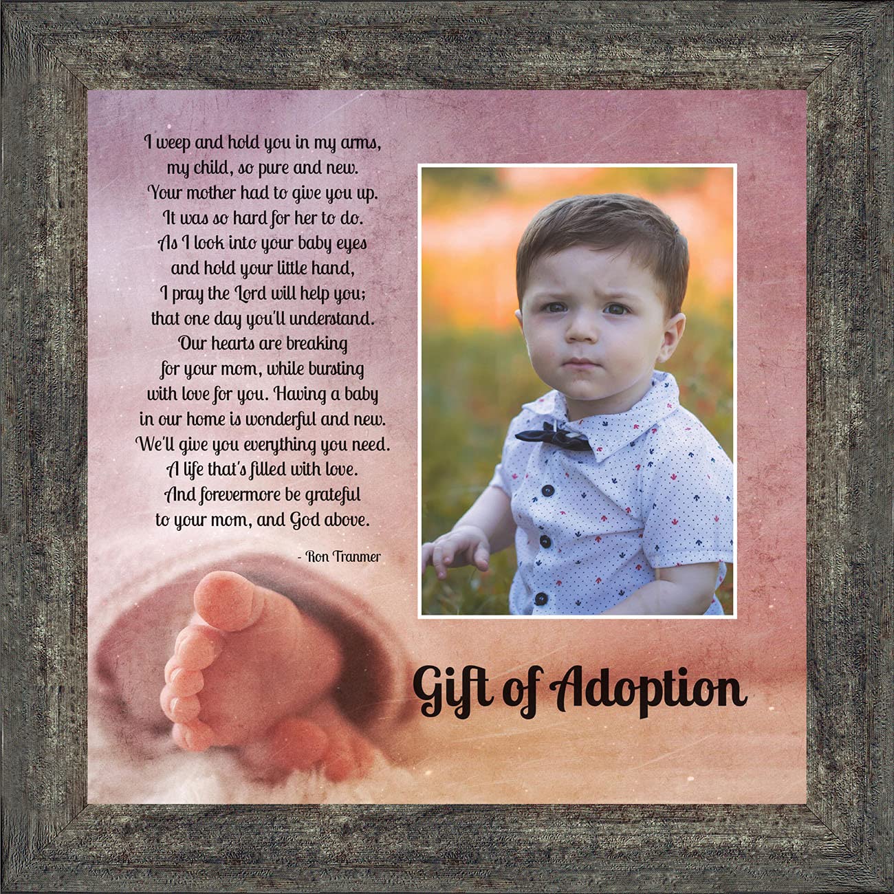 Crossroads Home Décor Adoption Picture Frame with Poem - 6405BW - Perfect for Baby Showers, Adoption Announcements & Family Keepsakes