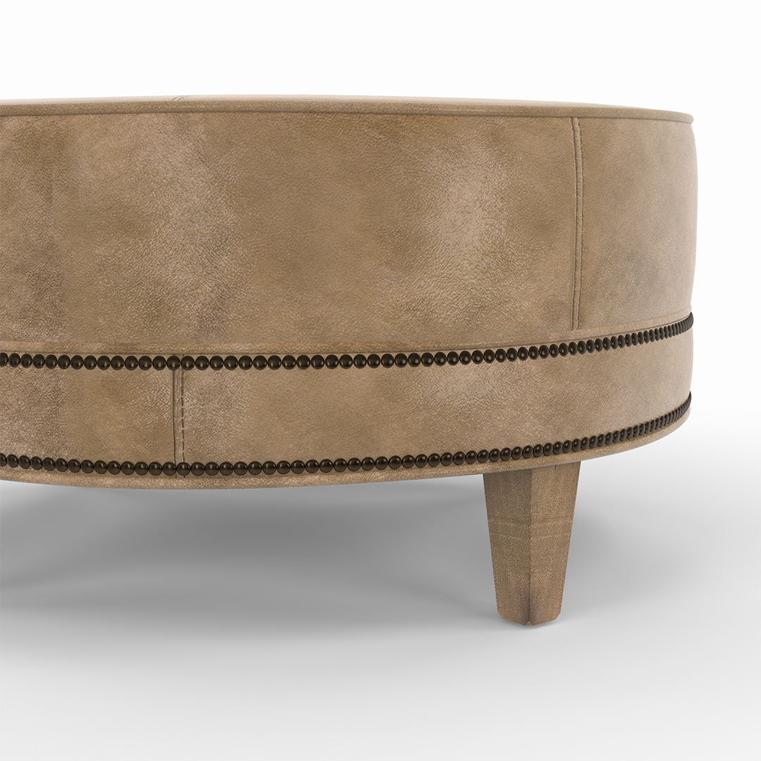 Medium Round Leather Ottoman - Soft & Stylish Footrest, Pouf, or Extra Seating - Perfect for Living Room, Bedroom, or Office Decor