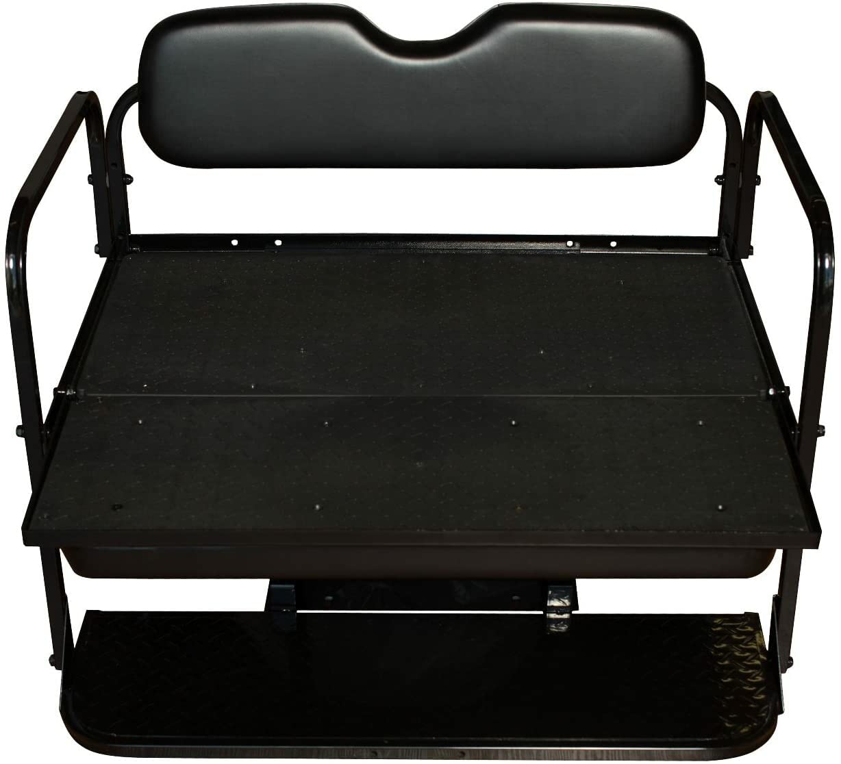 Yamaha G14 G16 G19 G22 Golf Cart Flip Folding Rear Back Seat Kit - Black | Heavy Duty Upgrade for Golf Carts | Perfect for Camping, Hunting & Resort Transportation