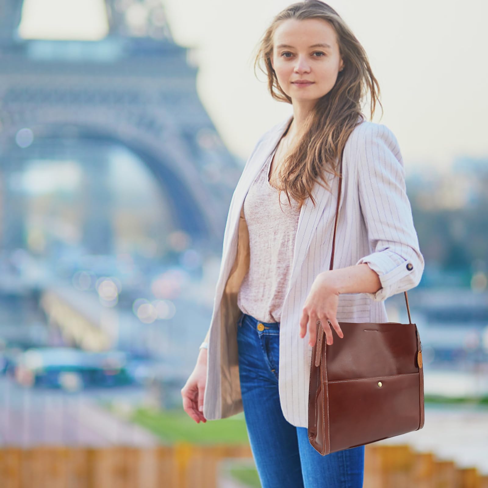 Genuine Leather Women's Medium Bucket Shoulder Bag - Premium Spacious Hobo Handbag for Work, Travel & Everyday Use