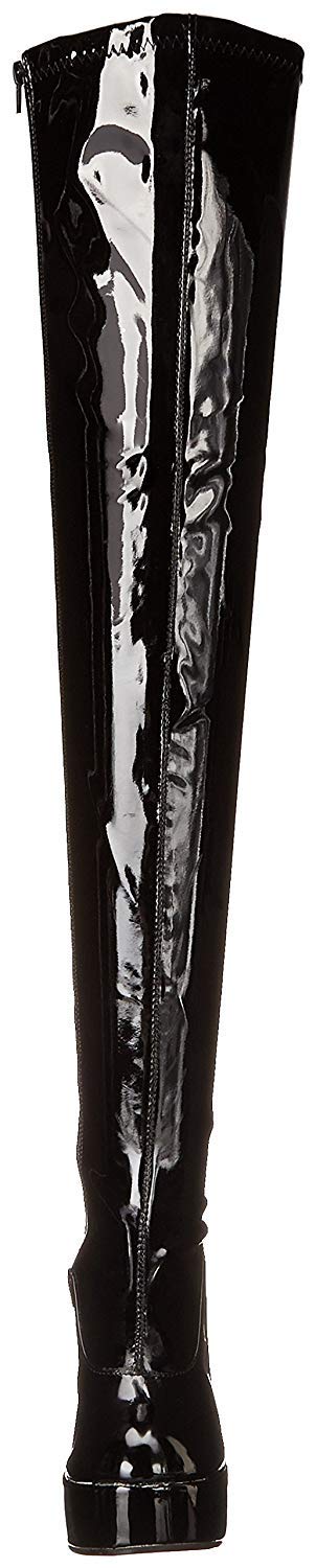 Ellie Shoes Women's Black Patent Leather Thigh High Boots - 6 Inch Chunky Heel Platform Boots for Party, Night Out & Cosplay