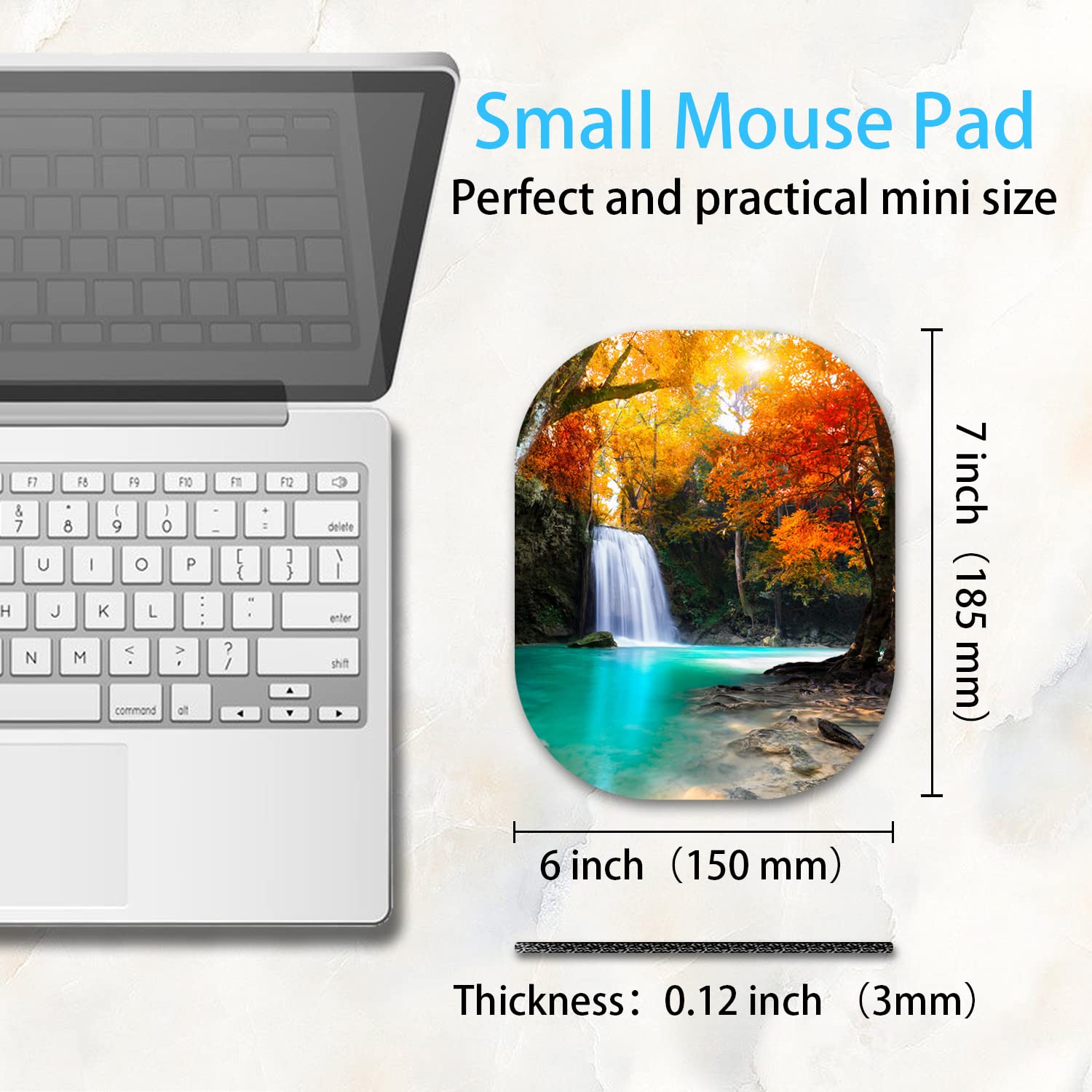 6x7 Inch Small Mouse Pad - Non-Slip Rubber Base, Waterproof Mini Mouse Mat for Laptop, Keyboard Tray & Wireless Mouse | Perfect for Home Office, Travel & Beach Use - Maple Design