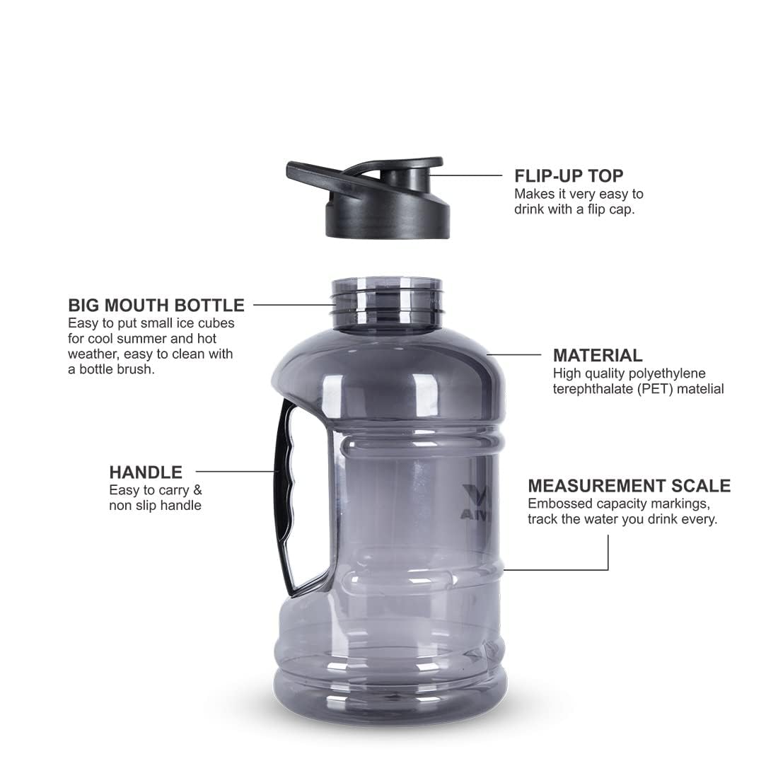 Beast Sports 1.5 Gallon Water & Protein Shaker Bottle - BPA Free, Unbreakable, Freezer Safe with Mixer Ball & Strainer - Ideal for Gym, Workouts & Outdoor Activities (Black, 1-Pack)
