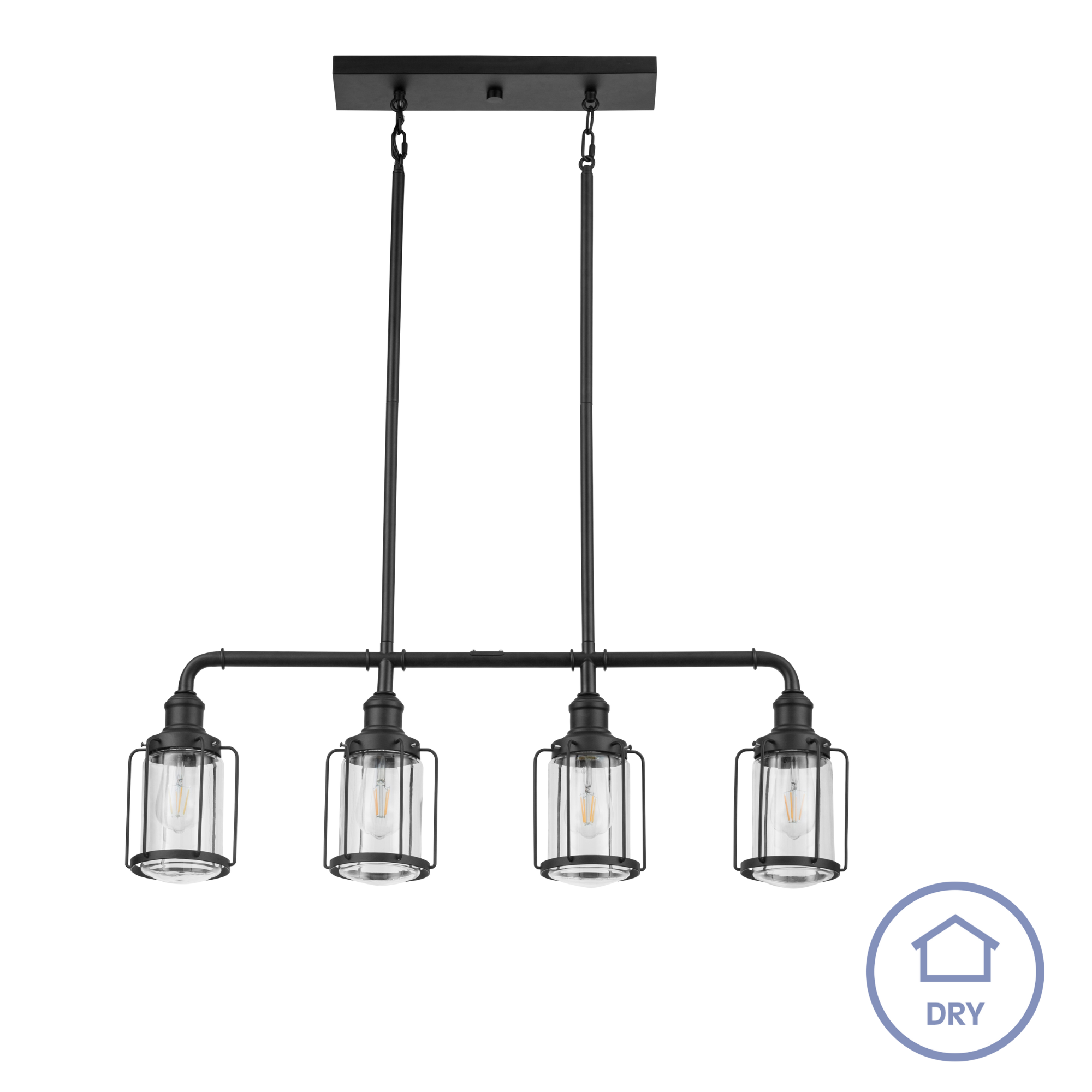 Lincoln Woods Linear Pendant Light - 4-Light Matte Black Modern Farmhouse Lighting for Kitchen Island, Dining Room, or Entryway