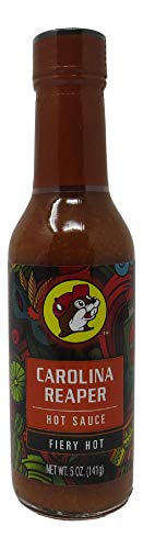 Buc-ees Gourmet Hot Sauce - Gluten Free, Non-GMO, Fiery Hot Carolina Reaper Flavor - 5oz Bottle - Perfect for Tacos, Wings & Spicy Food Lovers