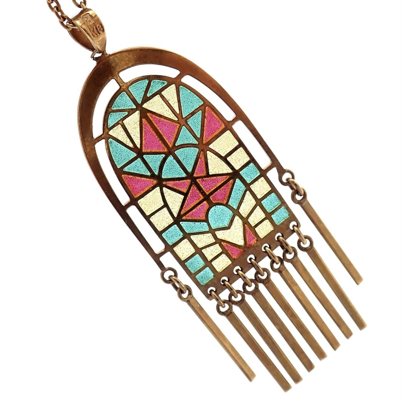 Authentic Mikimoto 18k Yellow Gold Stained Glass Window Pendant Necklace for Women - Elegant Jewelry Gift for Anniversary, Birthday & Special Occasions