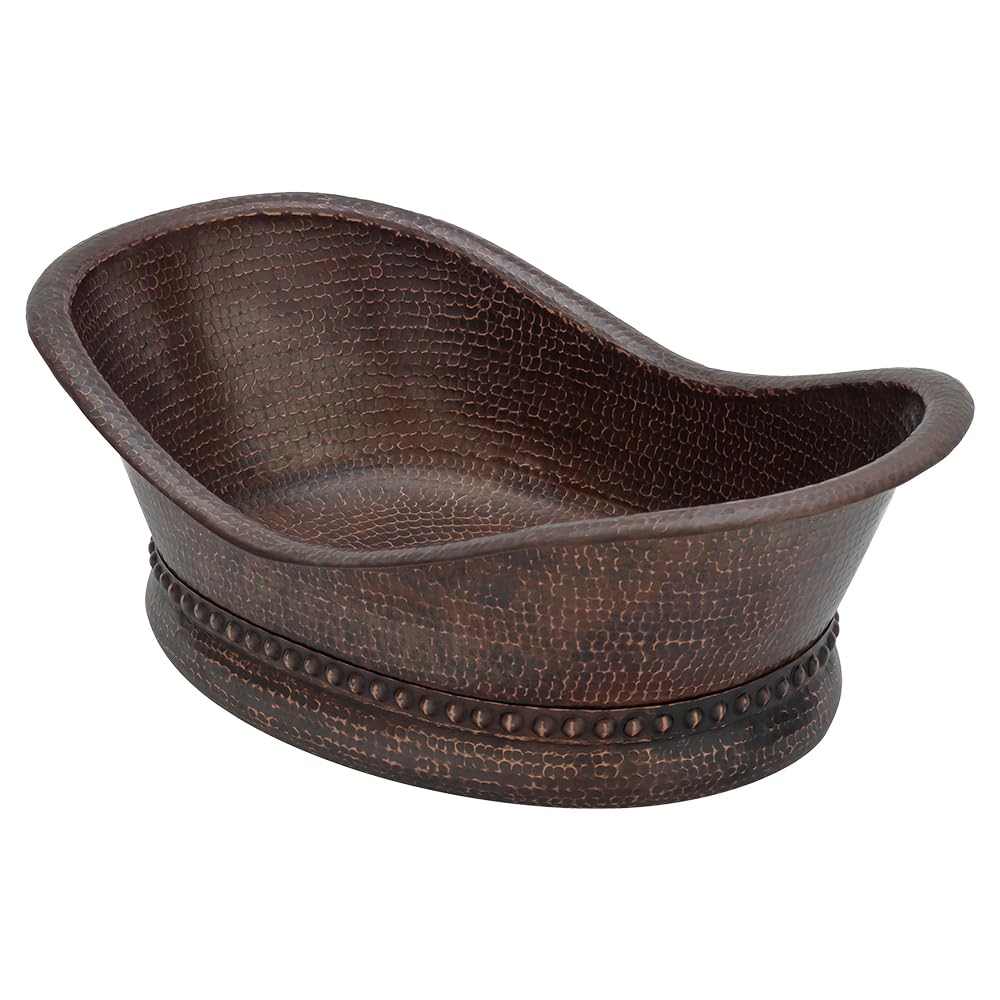 Premier Copper Products VBT20DB 20-Inch Hammered Copper Bathtub Vessel Sink in Oil Rubbed Bronze - Perfect for Luxury Bathrooms, Spa Retreats & Modern Farmhouse Decor