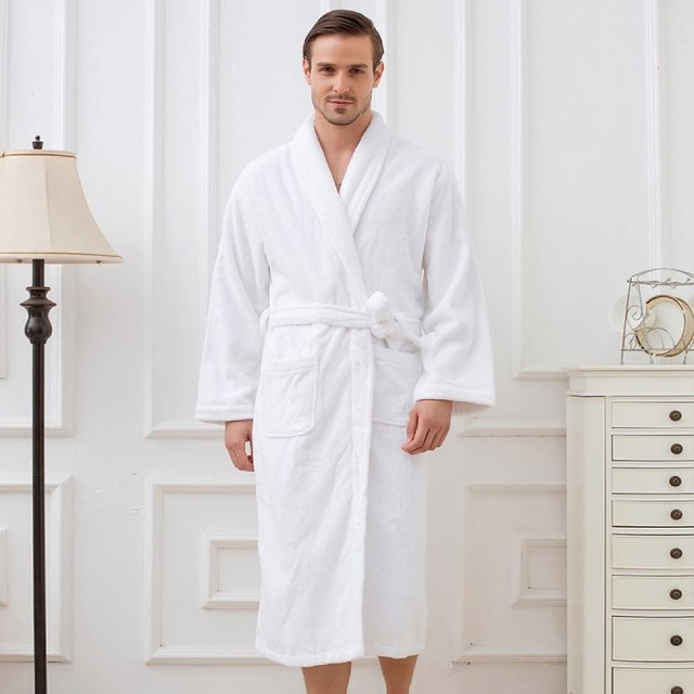 AAJIA Women's Winter Fleece Bathrobe - Soft Cotton Warm Pajama Dressing Gown with Thick Towel Fleece Lining, Cozy Homewear for Relaxation & Spa Days (White, Medium) - Perfect for Lounging, Morning Coffee & Self-Care Evenings