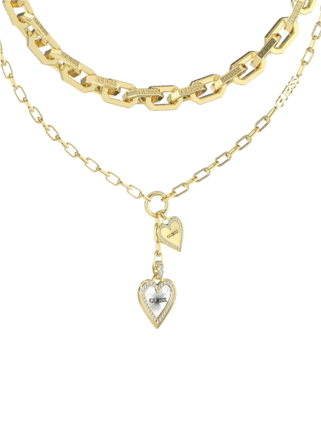 14K Gold Heart Pendant Necklace for Women - Elegant Dual Layer Chain Jewelry Gift for Valentine's Day, Anniversary & Romantic Occasions