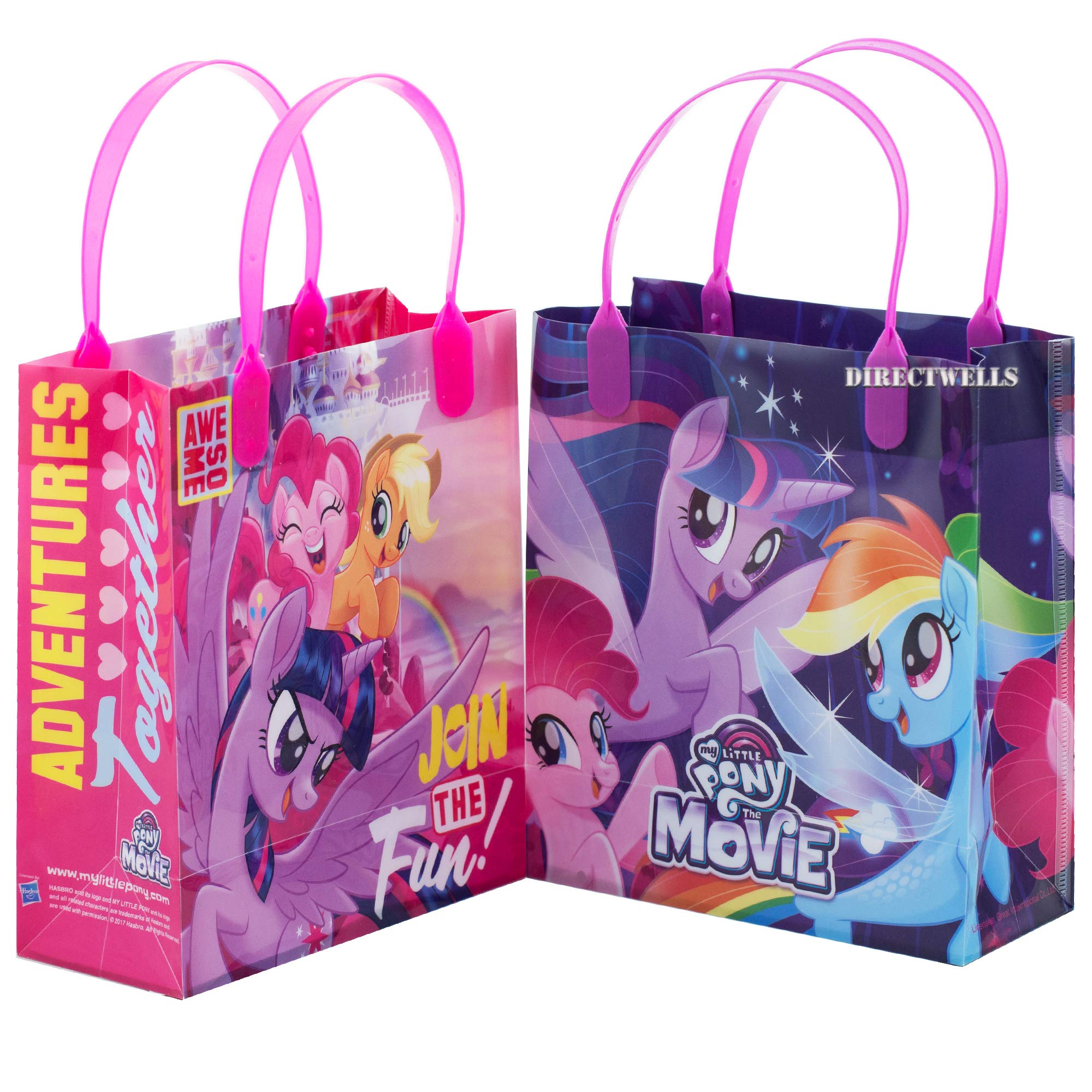 Little Pony Join The Fun - 12 Pack Licensed Reusable 8 Inch Medium Party Favor Bags for Birthday, Baby Shower & Holiday Gift Giving