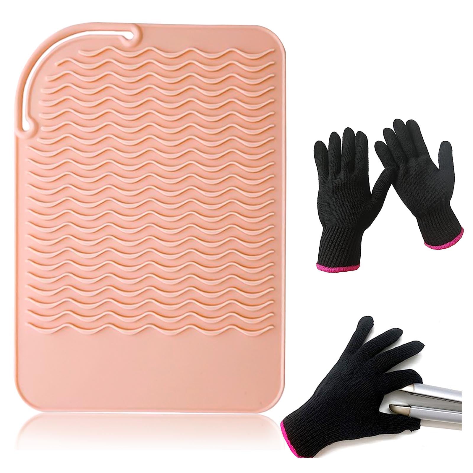 AYNKH Heat Resistant Gloves & Silicone Mat Set - 2 Pack Professional Hair Straightener Protection for Stylists & Home Use | Salon-Grade Thermal Safety Equipment for Flat Irons & Hair Tools