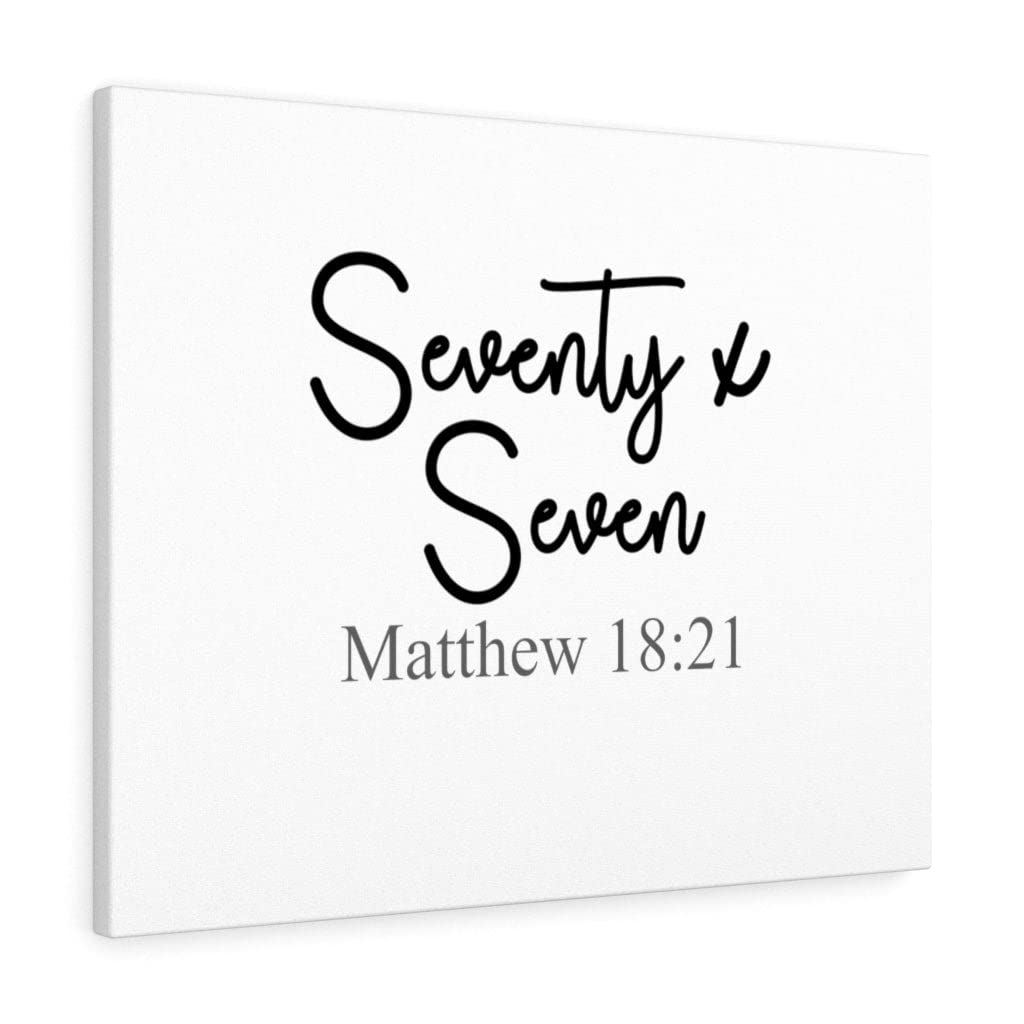 Christian Wall Art - Bible Verse Print Matthew 18:21 Scripture Decor - Ready to Hang Inspirational Home Decor for Living Room, Bedroom & Office