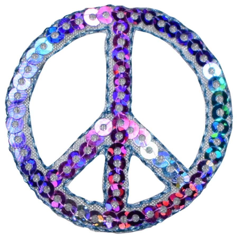 Peace Sign Sequin Applique Patch - 1.5
