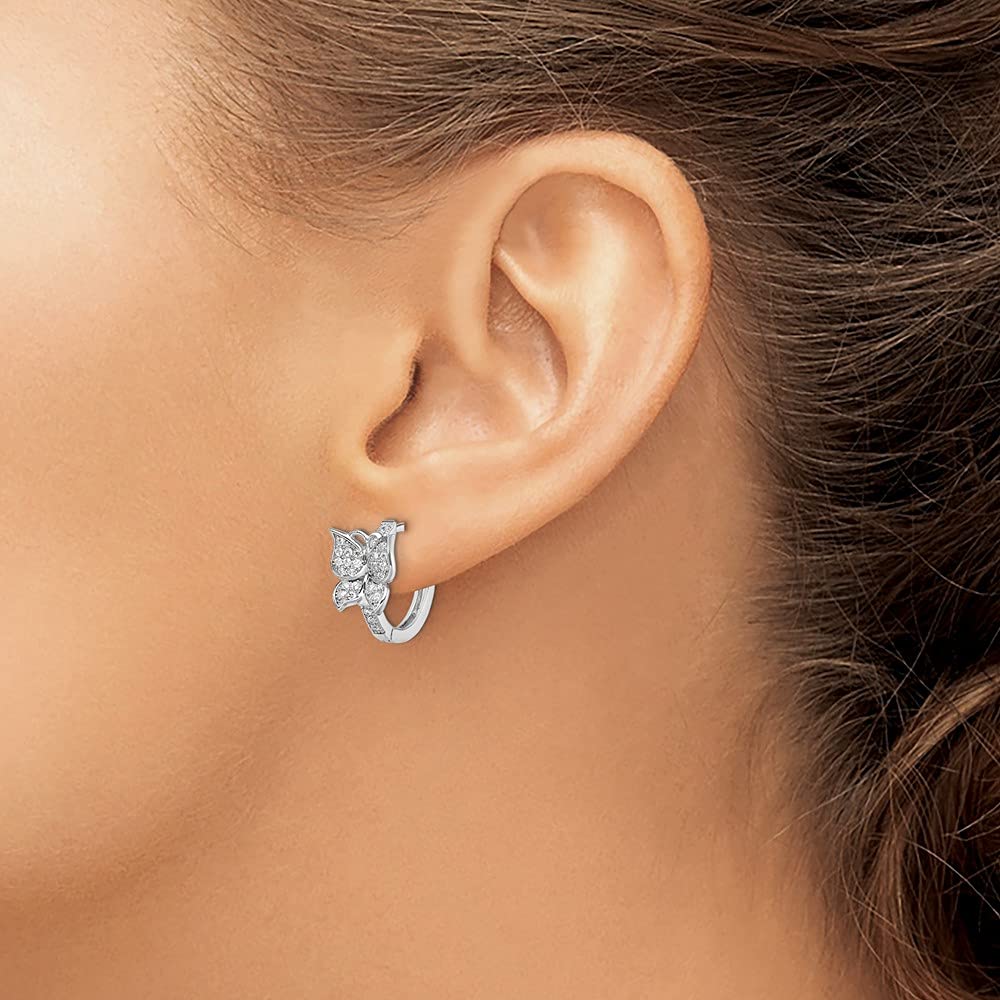 925 Sterling Silver Cubic Zirconia Butterfly Hoop Earrings for Women - Elegant Fine Jewelry Gift for Her - Perfect for Weddings, Parties & Everyday Wear