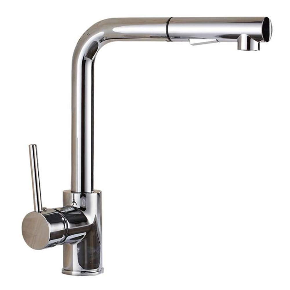 Premium Commercial Kitchen Sink Faucet - Single Lever Pull-Out Chrome & Black Swivel Mixer Tap with Brass Spray Head & Dishwasher Sprayer | Ideal for Restaurants, Food Trucks & Home Kitchens