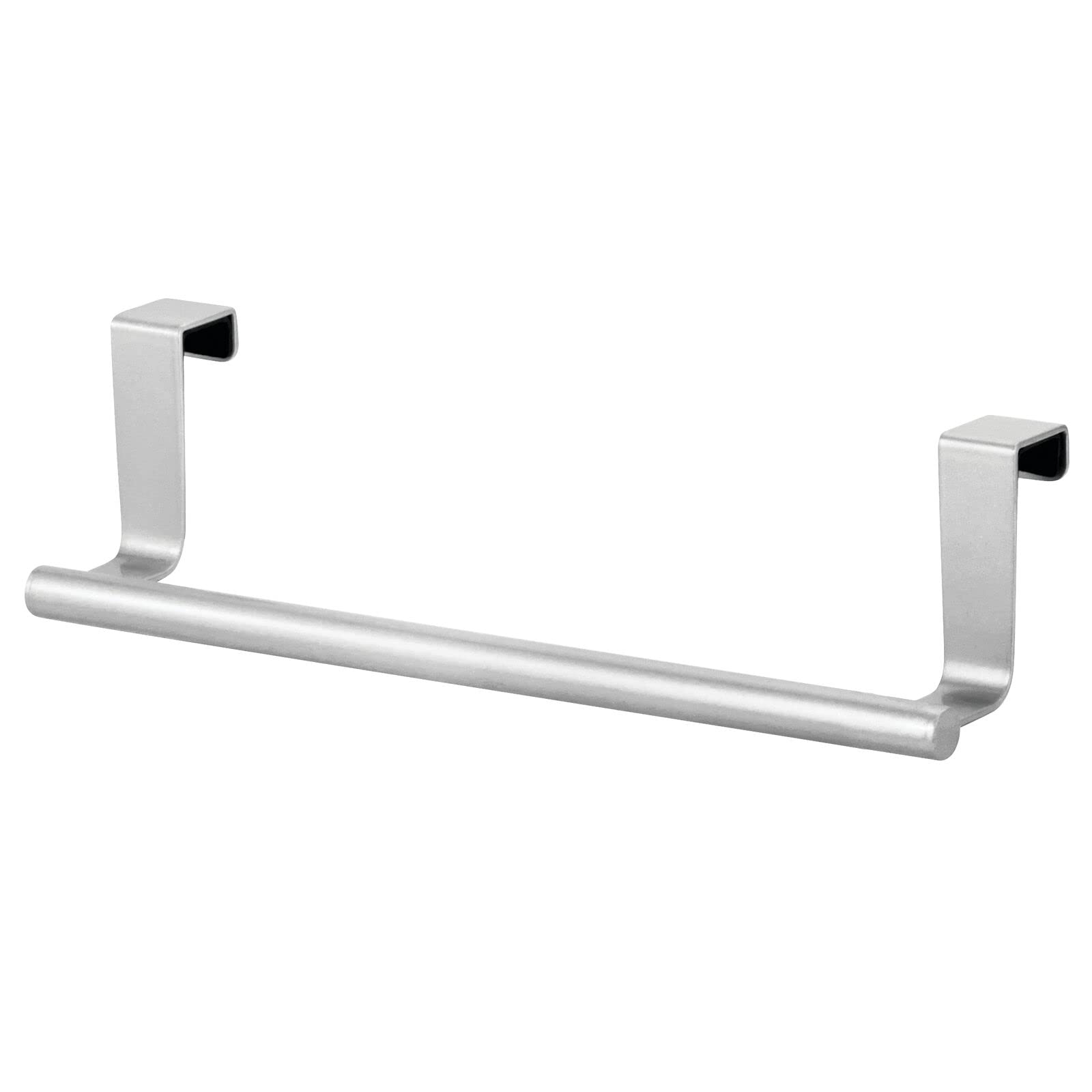 mDesign Chrome Metal Over the Cabinet Door Towel Holder - Hand Dish & Tea Towel Rack Organizer for Kitchen Bathroom - Omni Collection - Space Saving Storage Solution for Small Spaces