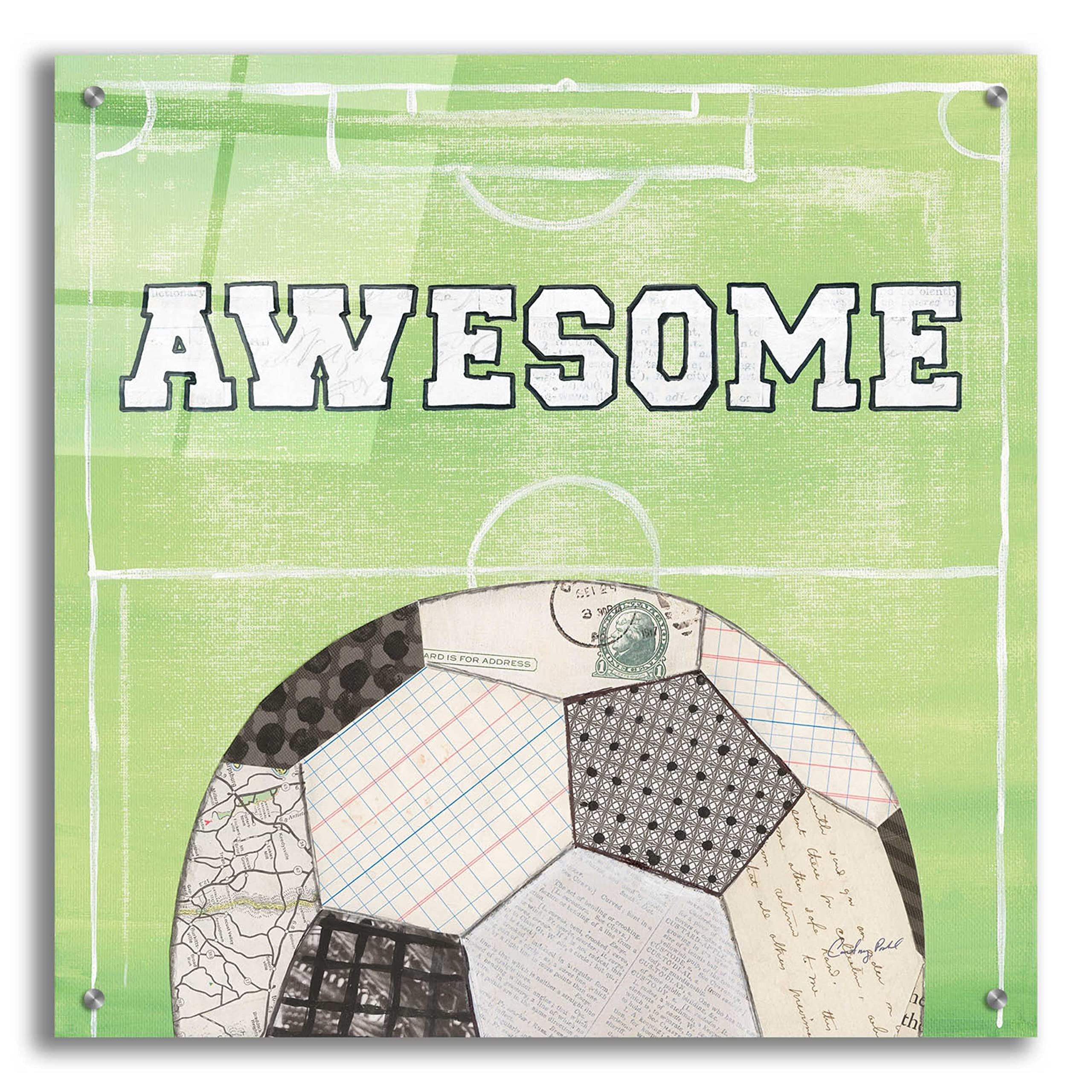 Courtney Prahl 'On the Field IV Awesome' Acrylic Glass Wall Art - 24x24 Inches Modern Abstract Painting for Living Room, Bedroom & Office Decor