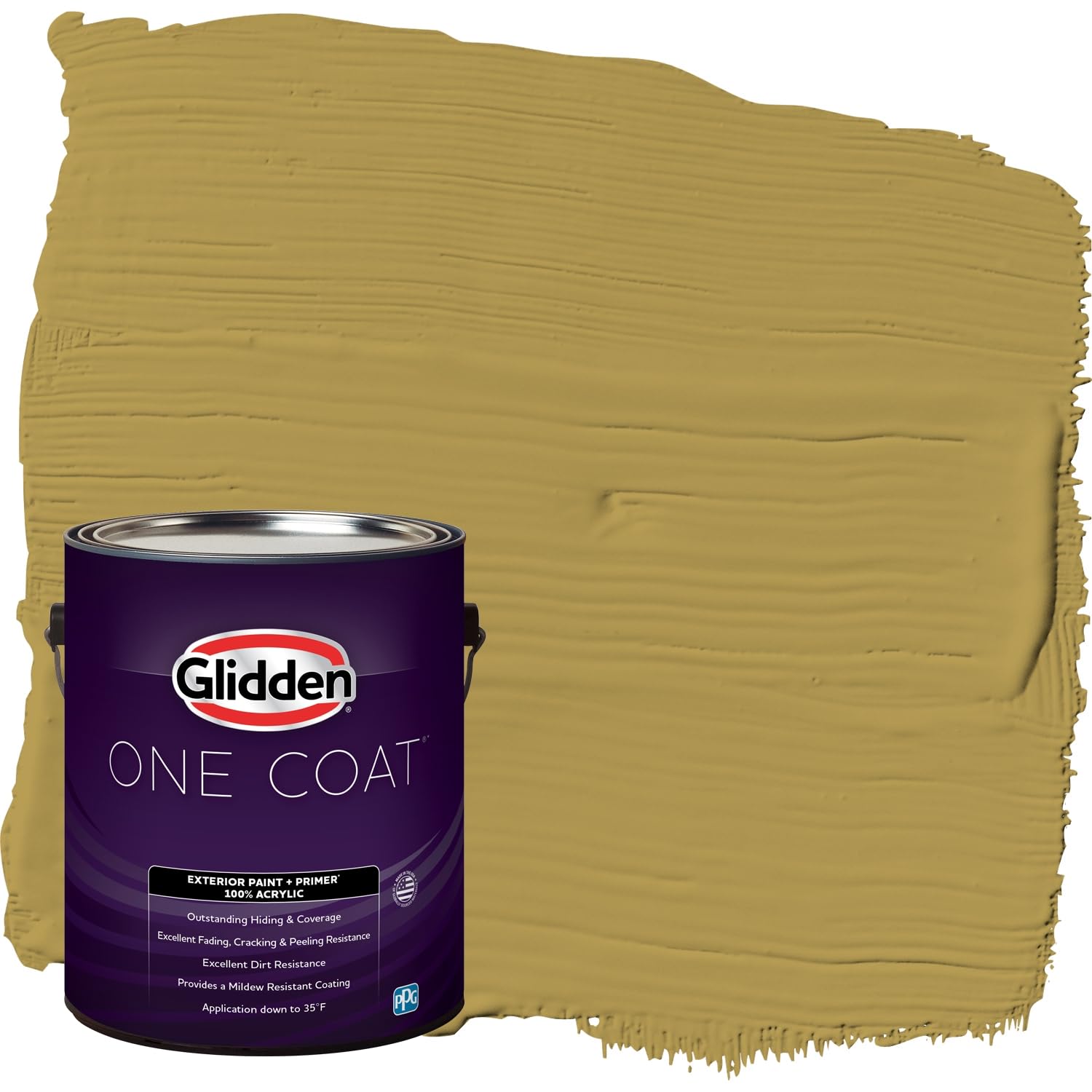 Glidden Exterior Paint + Primer in Yellow (Obsession) - 1 Gallon Satin Finish One Coat Coverage for Outdoor Home Projects