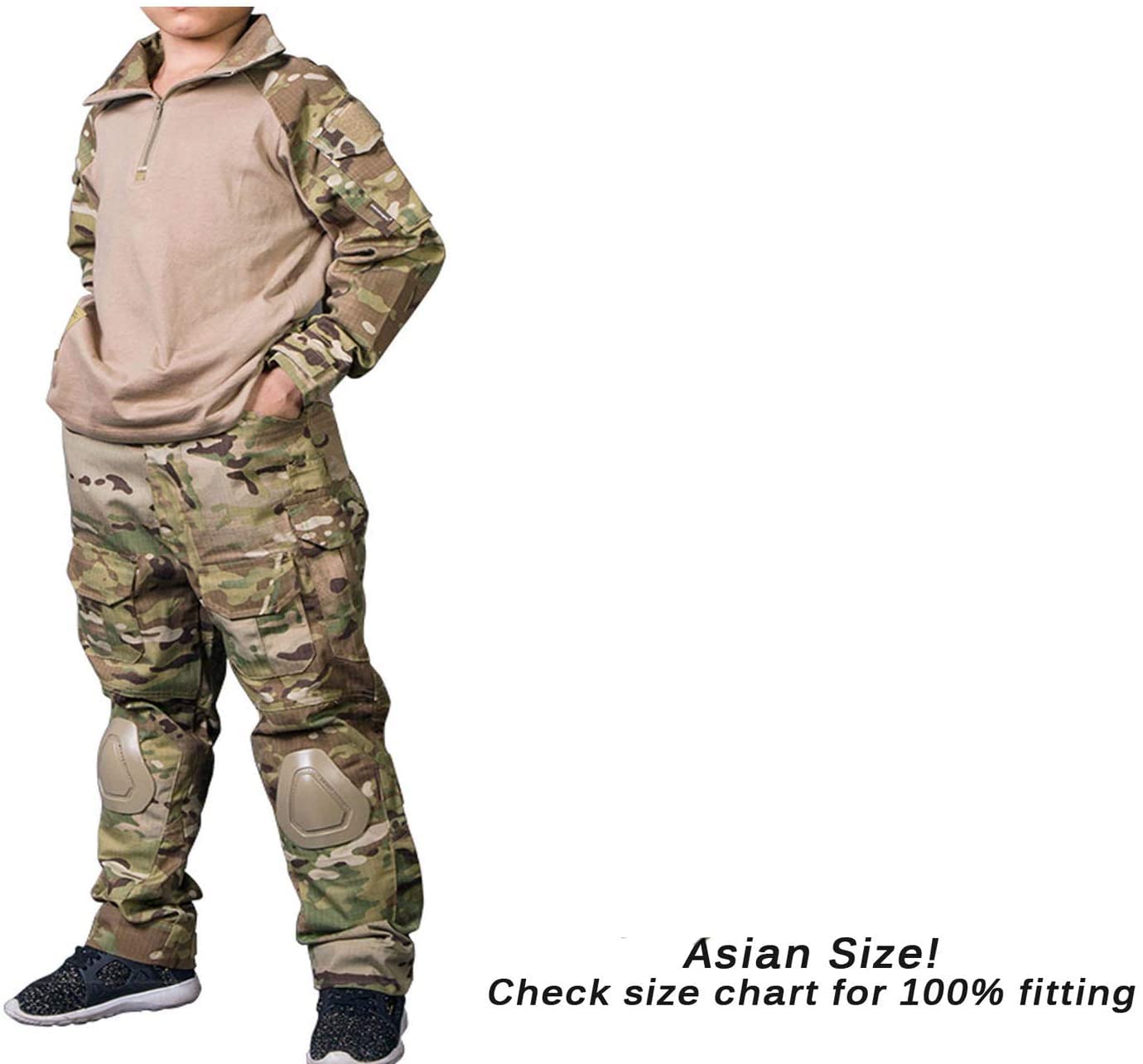 EMERSONGEAR Tactical Airsoft Uniform Set for Boys - Military BDU Camo Combat Pants & Shirt - Perfect for Airsoft, Hunting, and Outdoor Adventure Activities