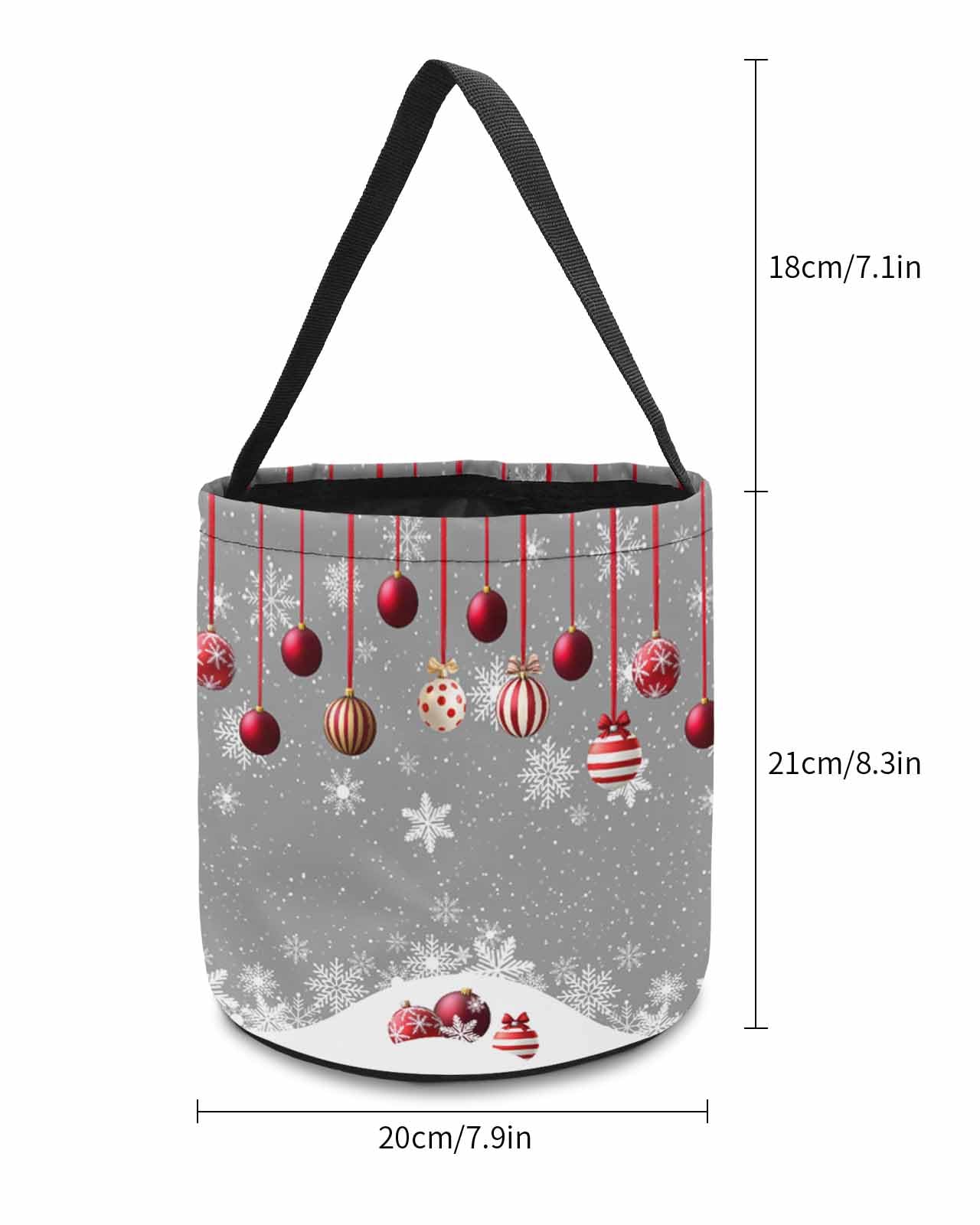 2 Pack Reusable Halloween Trick or Treat Candy Bags | Winter Snowflake Christmas Gift Baskets | Collapsible Holiday Party Favor Totes for Kids & Adults | Perfect for Trick-or-Treating, Christmas Gifting & Seasonal Decor (Gray Snow Scene Design)