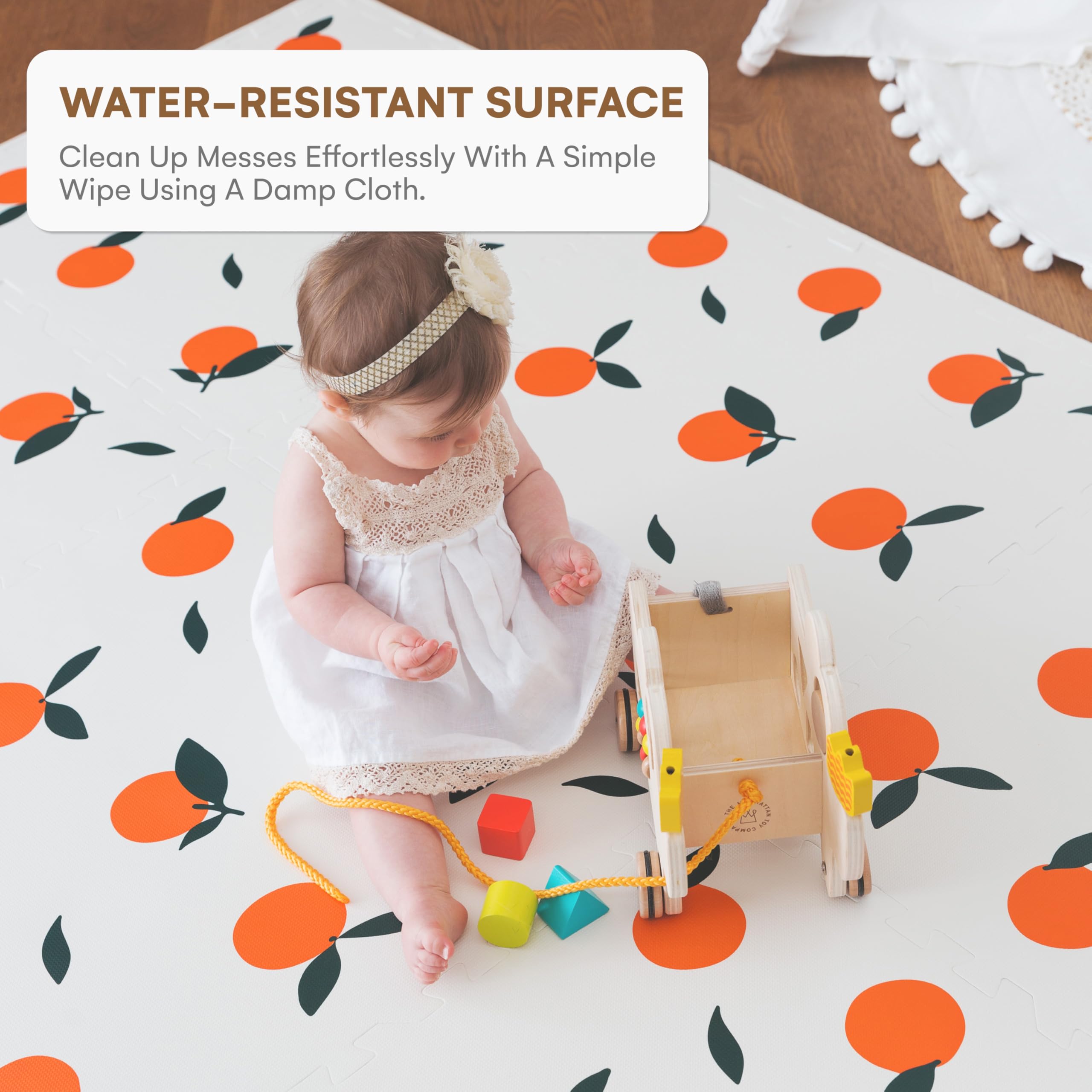 Non-Toxic Extra Large Baby Play Mat 72x48 Inches - Soft Interlocking Foam Floor Tiles for Infants, Toddlers & Kids | Safe Crawling & Play Area for Nursery, Daycare & Living Room (Orange)