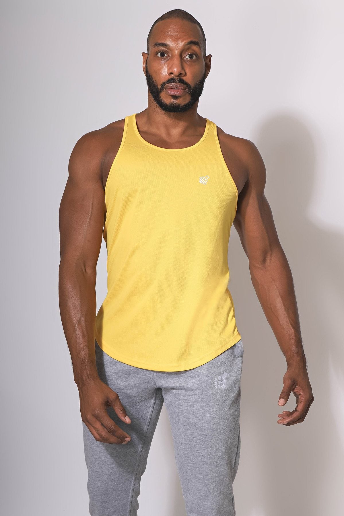 Jed North Men's Microfiber Dri-Fit Tank Top - Moisture Wicking Athletic Shirt in Yellow for Gym, Running & Workouts