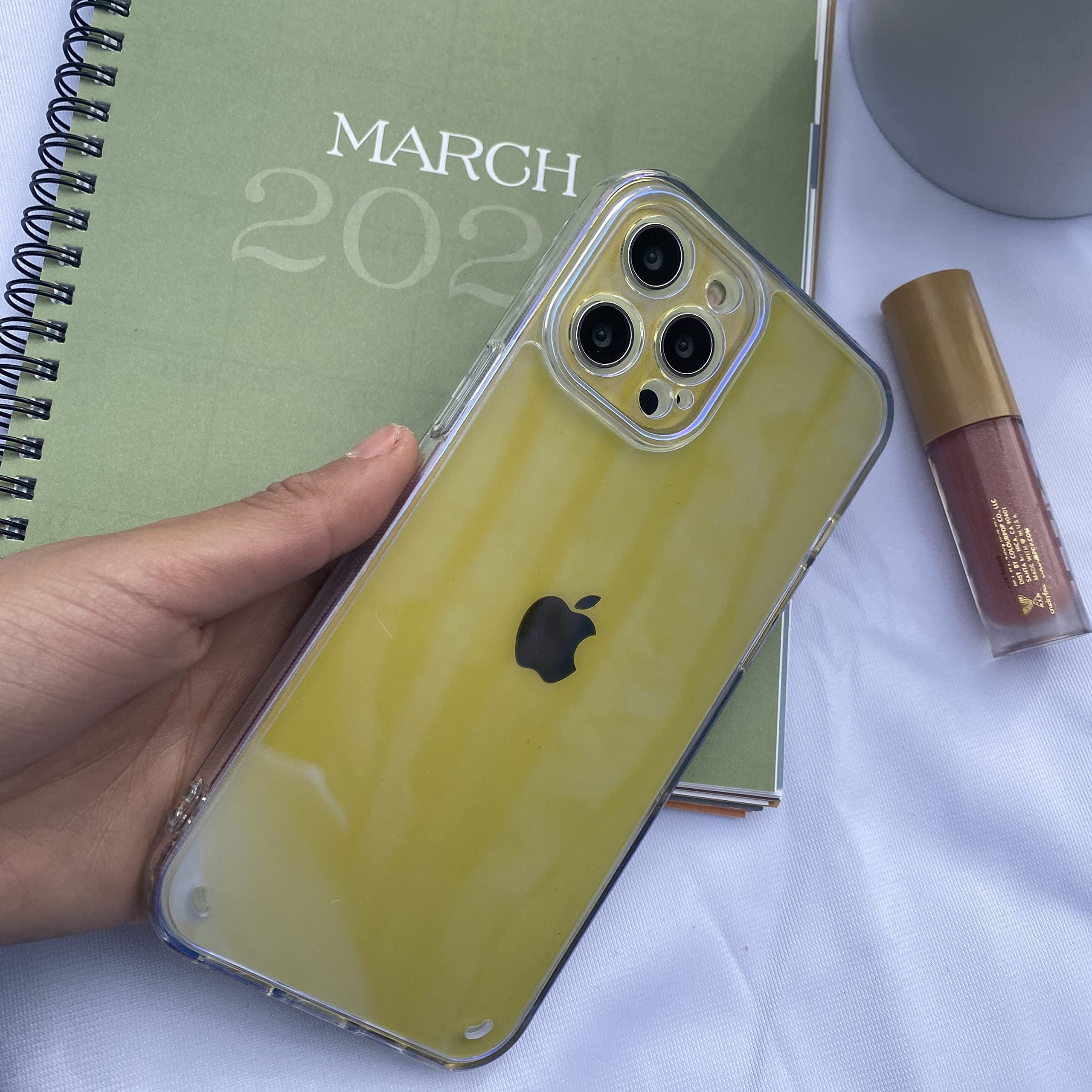 KIQ Shockproof Ultra Slim iPhone 12 Pro Max Case - Iridescent Oilslick Yellow Bumper Cover | Protective Skin for Apple iPhone 12 Pro Max | Perfect for Everyday Use, Travel & Outdoor Activities