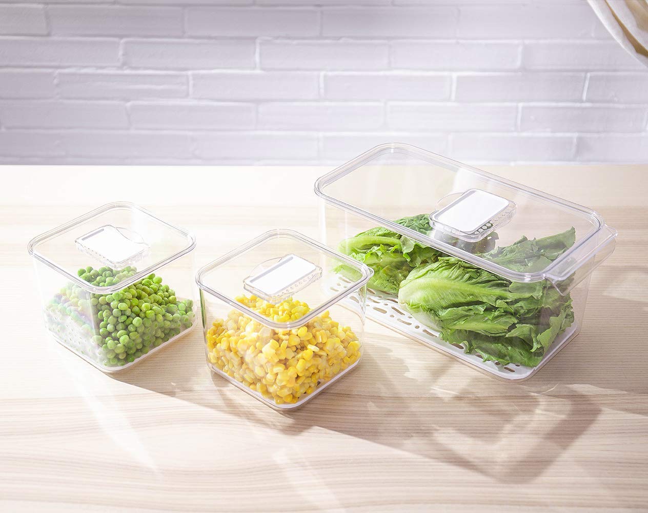 Elabo Airtight Food Storage Containers - Stackable Refrigerator Organizer Bins with Lids & Drain Tray for Vegetables, Fruits, Berries | Perfect for Meal Prep, Fridge Organization & Fresh Produce Storage