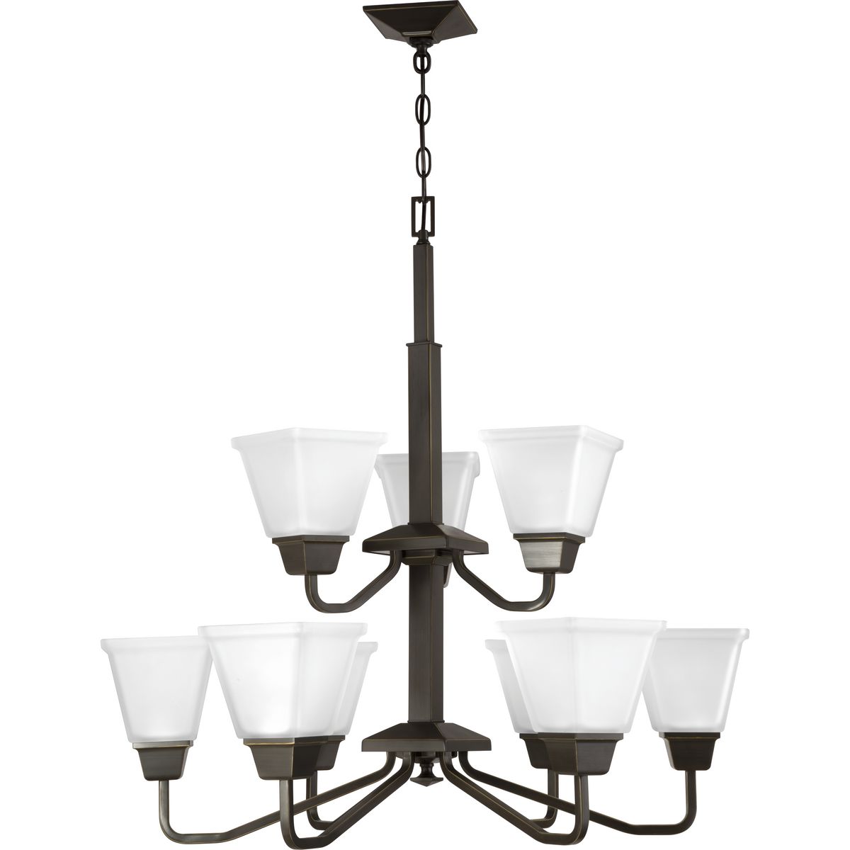 Clifton Heights 9-Light Etched Glass Chandelier - Elegant Dining Room & Foyer Lighting Fixture for Home Decor