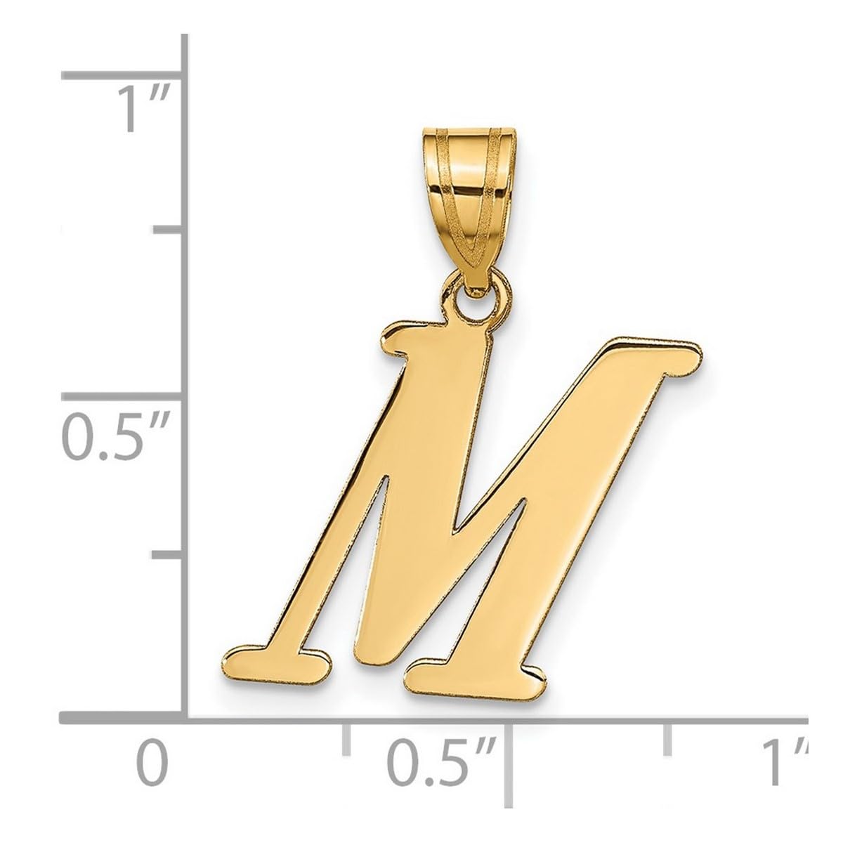 14K Gold Polished Letter M Initial Pendant Necklace for Women - Elegant Personalized Jewelry Gift for Birthday, Anniversary & Everyday Wear
