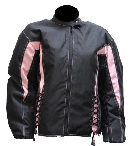 Women's Black & Pink Textile Motorcycle Jacket - Stylish Protective Riding Gear for Urban Commuting & Adventure Tours