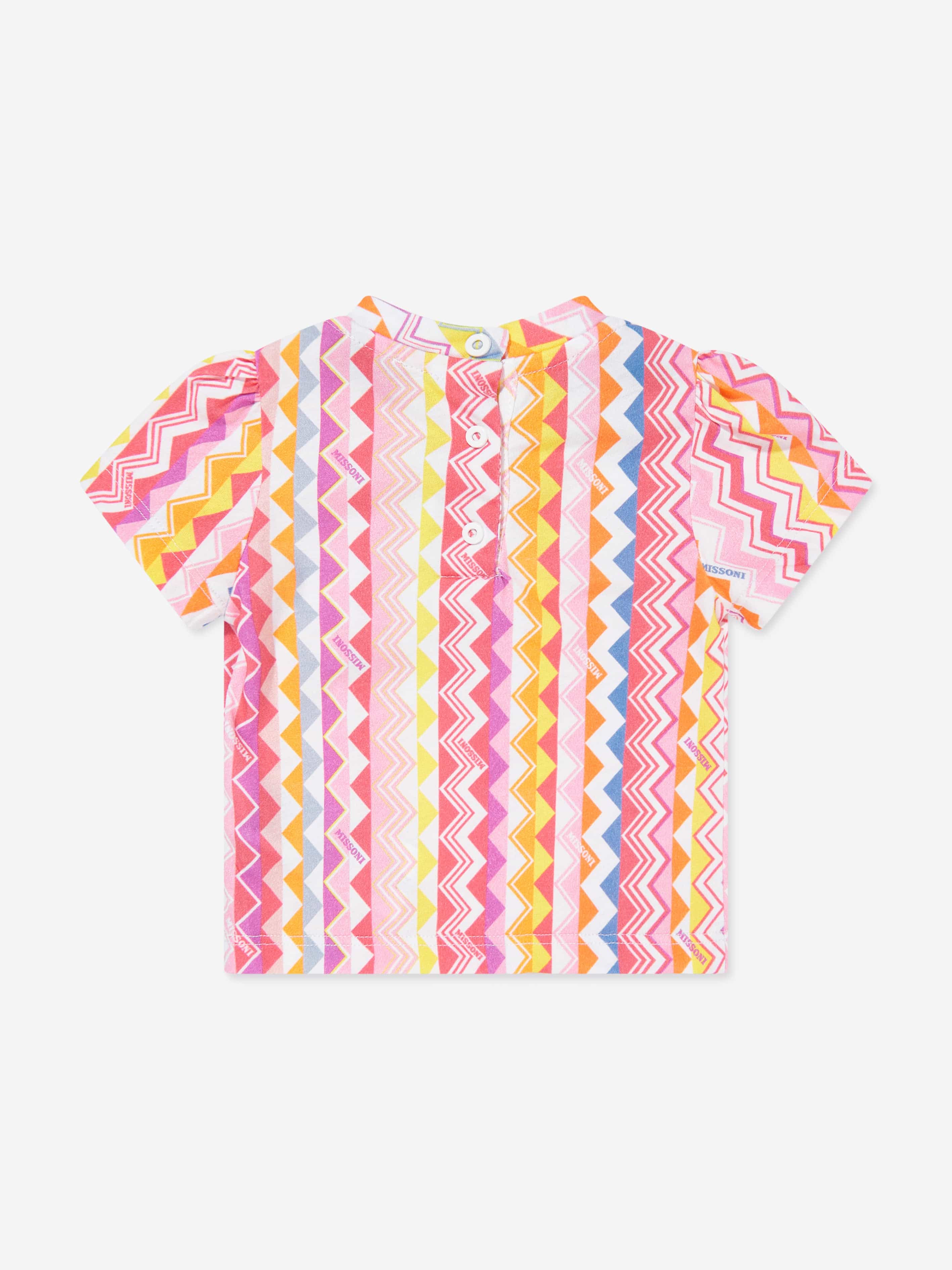 Stylish Baby Girls' Zigzag Pattern T-Shirt in Multicolors - Perfect for Playdates, Family Outings & Photo Shoots