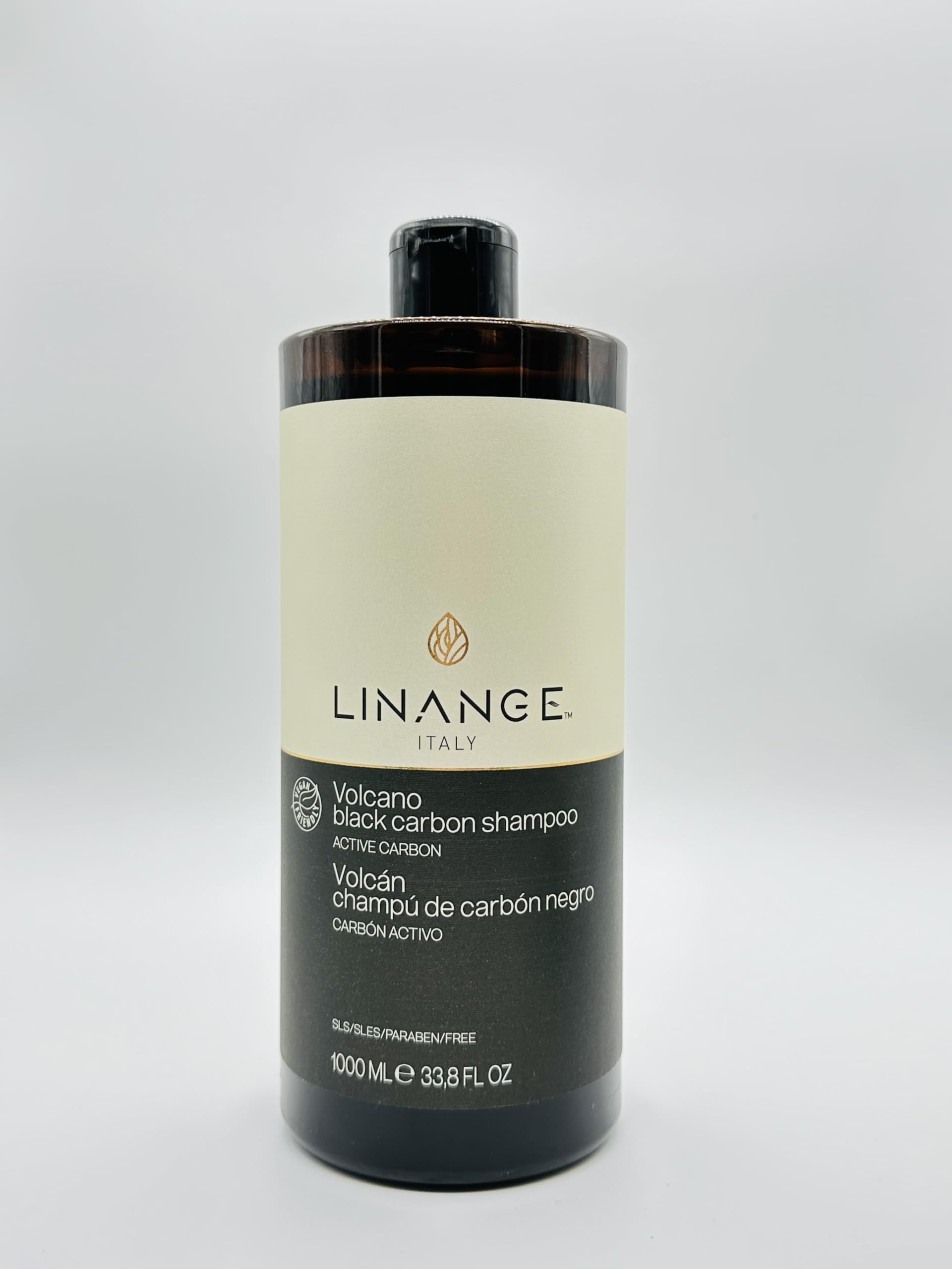Linange Black Carbon Volcano Shampoo with Activated Charcoal & Deep Cleansing Mask - 1000ml/33.8 Fl oz for Detoxifying & Volumizing Hair - Perfect for Oily Scalp & Color-Treated Hair Care